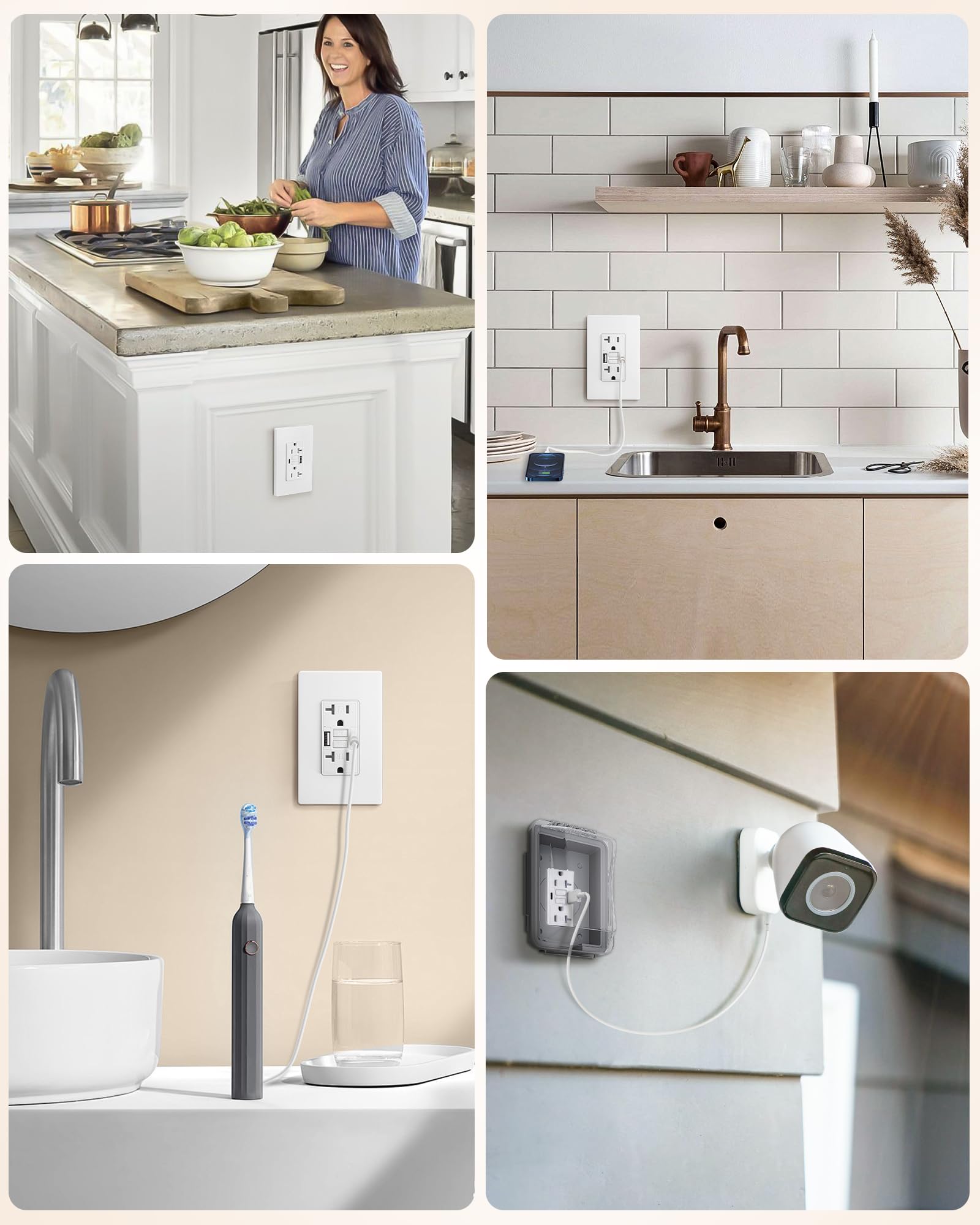 20 Amp GFCI Outlet with USB-C & USB-A Ports - Self-Test Tamper-Resistant Electrical Outlet - Includes Screwless Wall Plate - ETL Listed - White (1-Pack) - Perfect for Home, Office & Kitchen Charging Stations