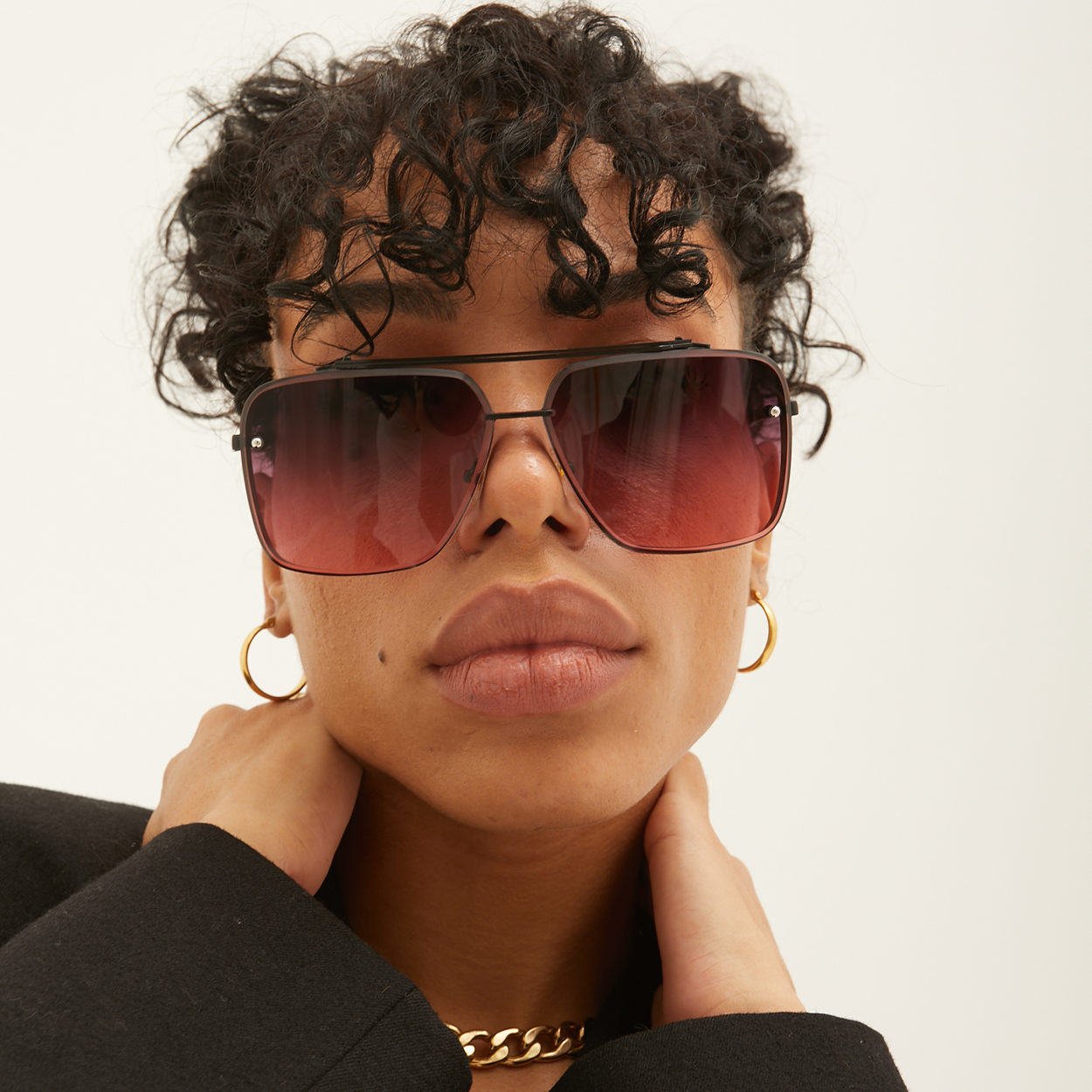 Bella Ruby Oversized Square Aviator Sunglasses for Women - Trendy Retro Style UV Protection - Perfect for Driving, Beach, and Outdoor Activities