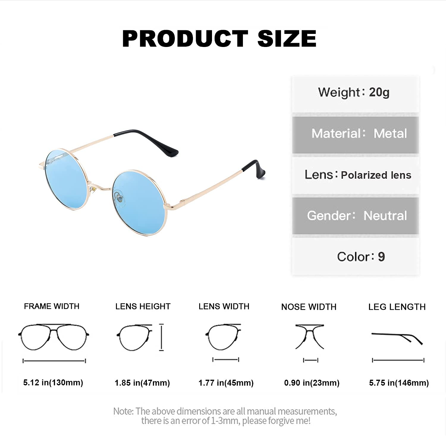 Retro Round Polarized Sunglasses for Women & Men - Small Red Lens Circle Glasses, Hippie Style Sun Shades for Outdoor Activities, Beach, Driving, and Fashion Accessories