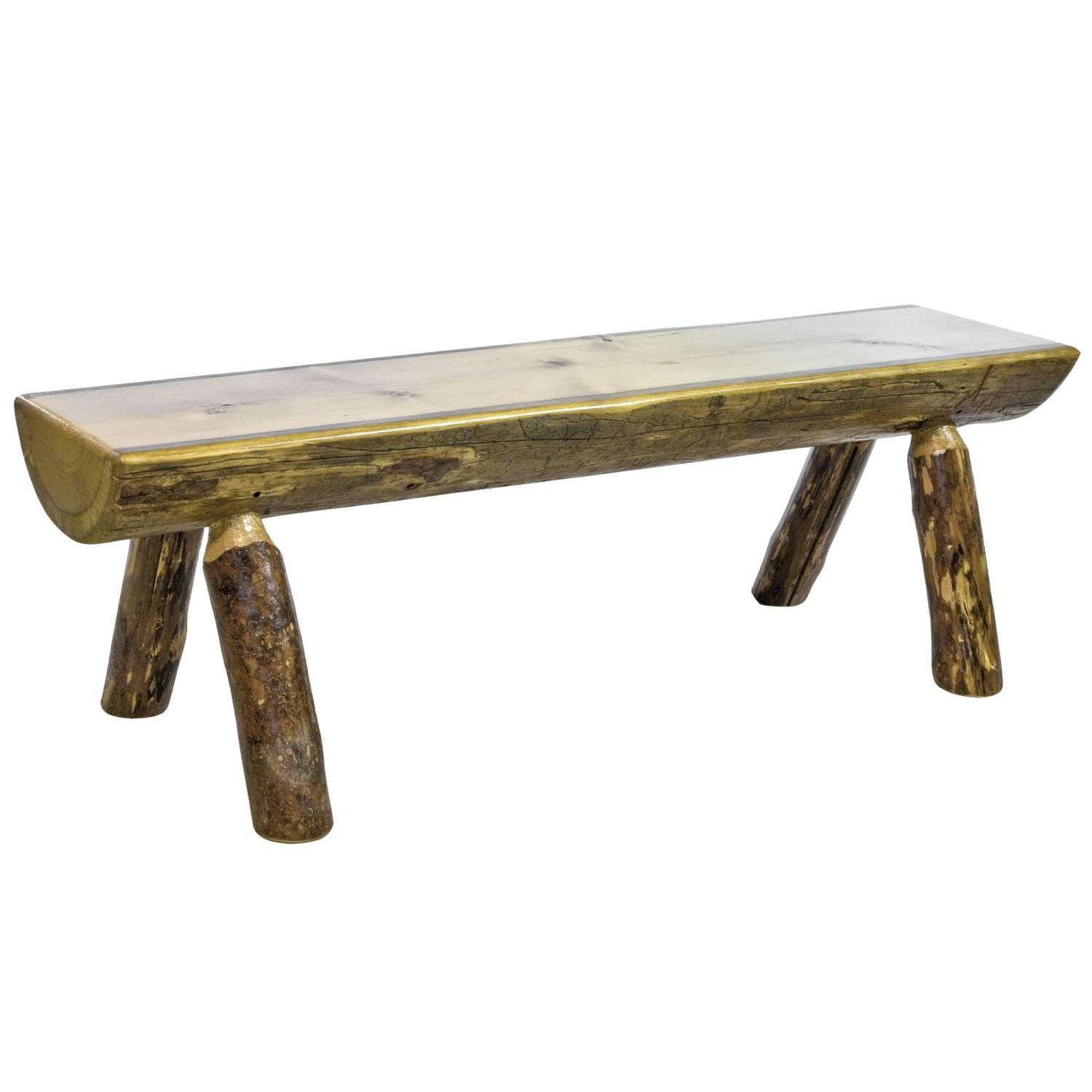 6 Foot Rustic Log Bench - Handcrafted Solid Wood Outdoor Furniture for Patio, Garden, and Cabin Decor