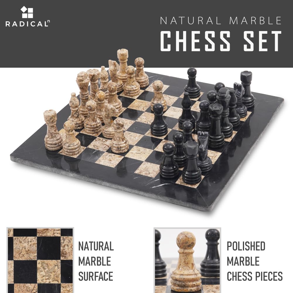 Premium Handmade Marble Chess Set with Storage Box - 15