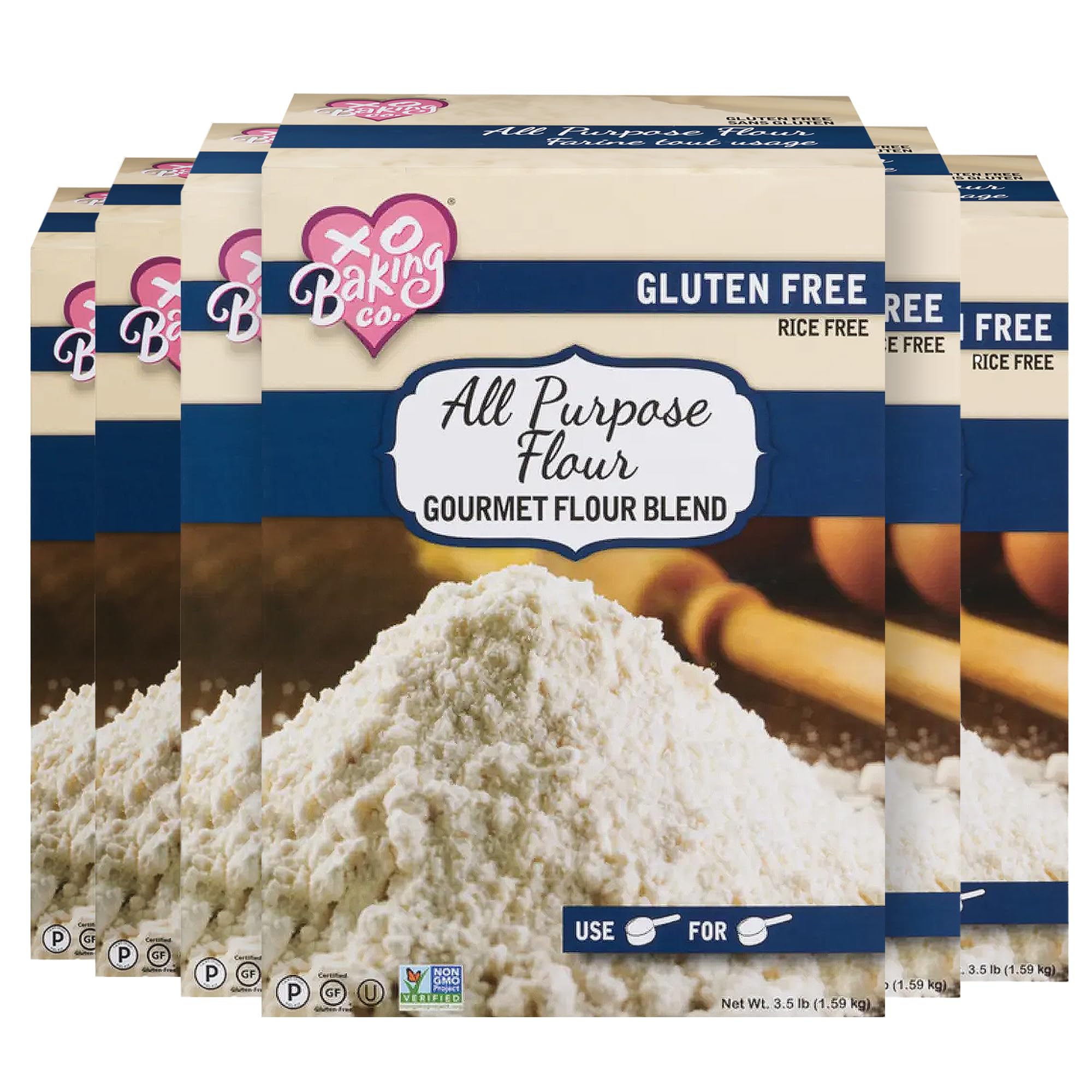 XO Baking All-Purpose Flour Gourmet Blend – Certified Kosher, Non-GMO, Gluten-Free Flour for Baking (3.5lb Pack of 6) – Perfect for Cakes, Cookies, Bread & Pastries