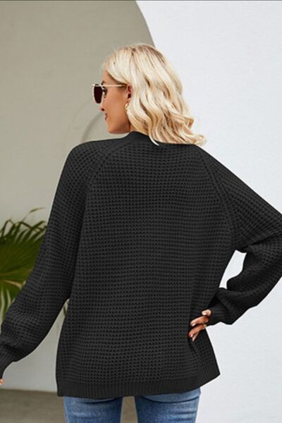 Stylish Open Front Raglan Sleeve Pocketed Cardigan Sweater - Cozy Knit Wrap for Women | Perfect for Office, Casual Outfits & Layering in Fall/Winter