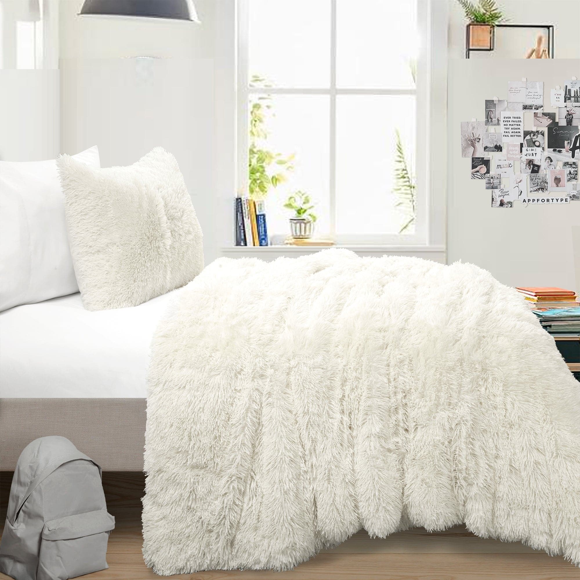 Emma Faux Fur Comforter Set - Soft & Luxurious Bedding Collection for Winter - Queen/King Size - Perfect for Cozy Bedrooms, Guest Rooms & Winter Home Decor
