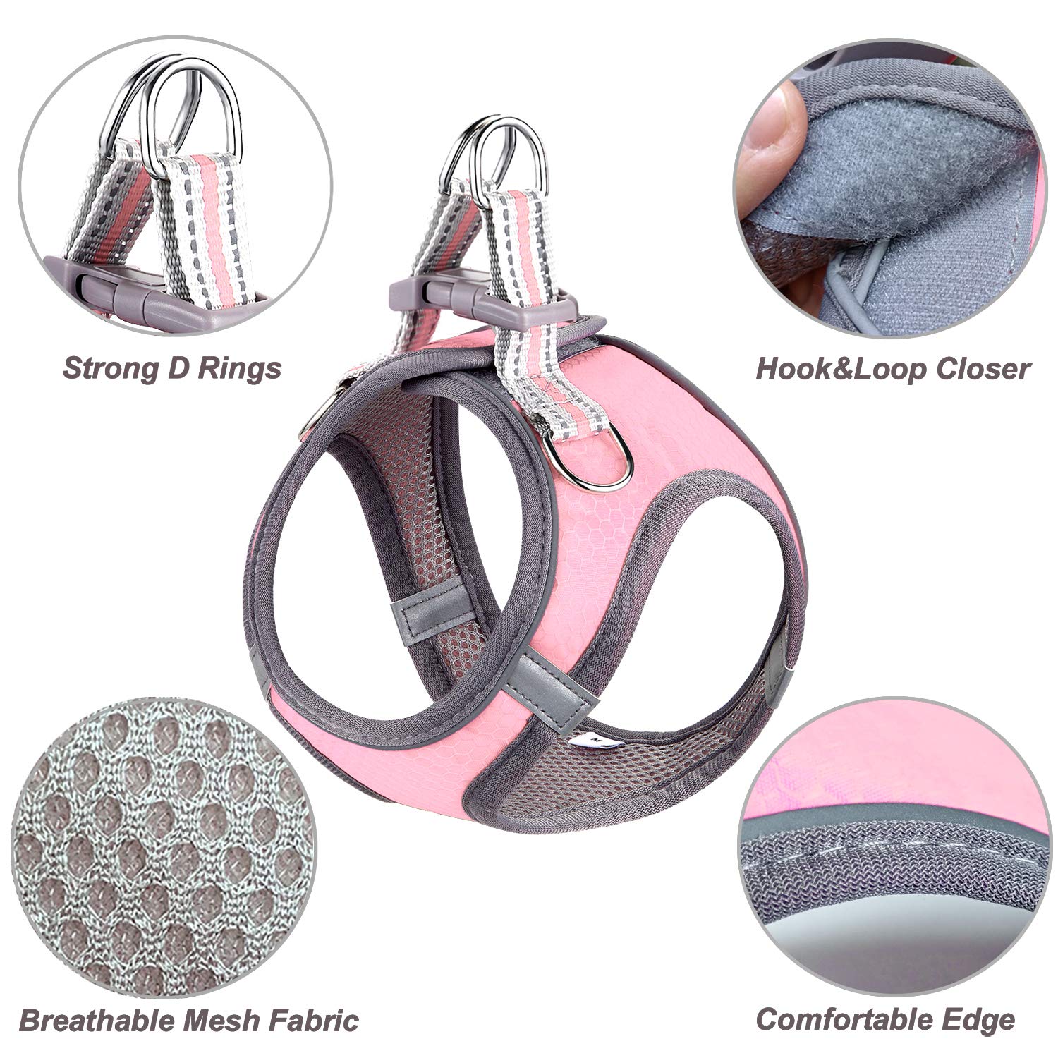 JSXD Small Dog Harness & Leash Set - Adjustable Puppy Harness with 3M Reflective Vest for Small to Medium Dogs - Perfect for Walking, Training & Nighttime Safety