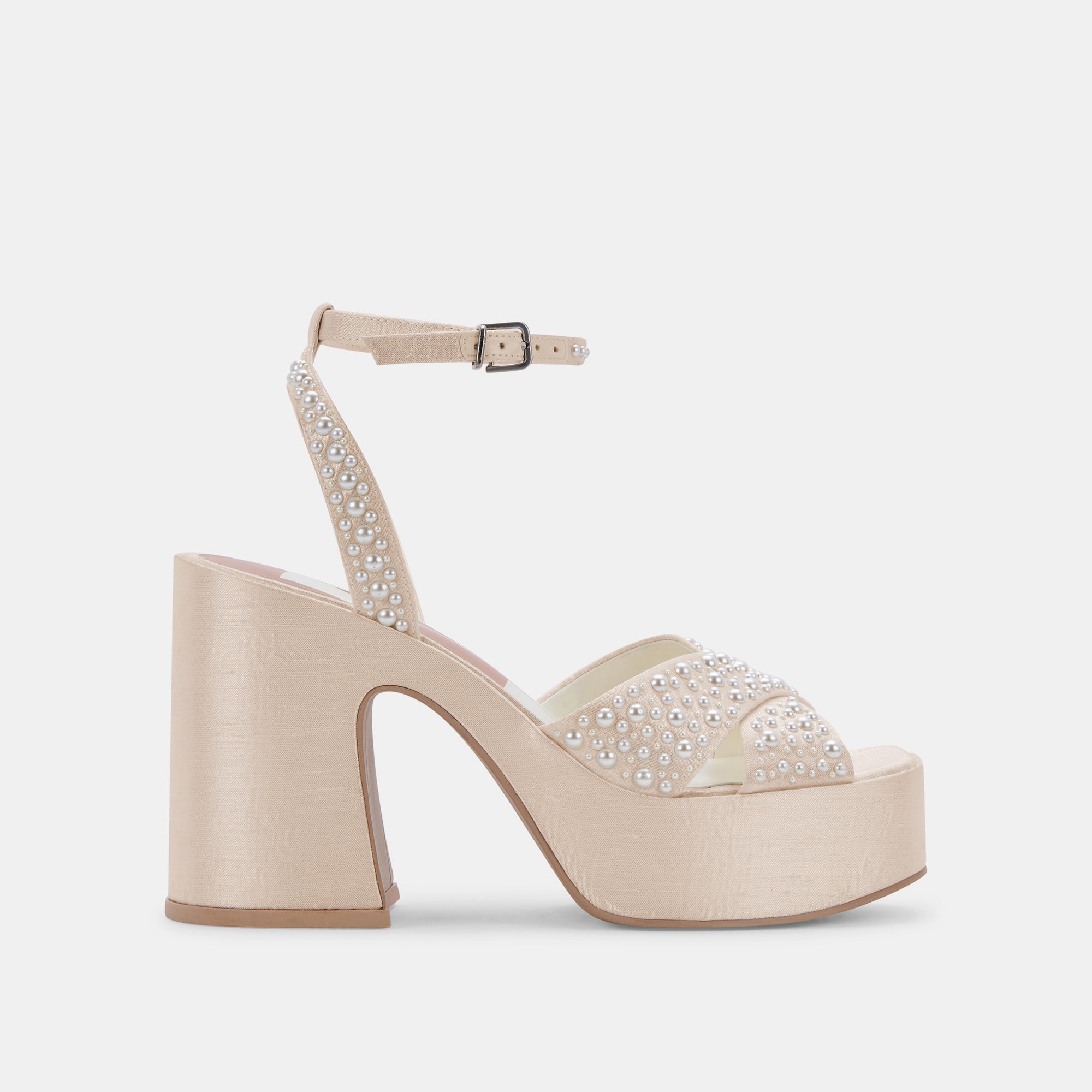 WESSI PEARL HEELS VANILLA PEARLS - Elegant Women's Pearl Embellished High Heels for Weddings, Parties & Special Occasions