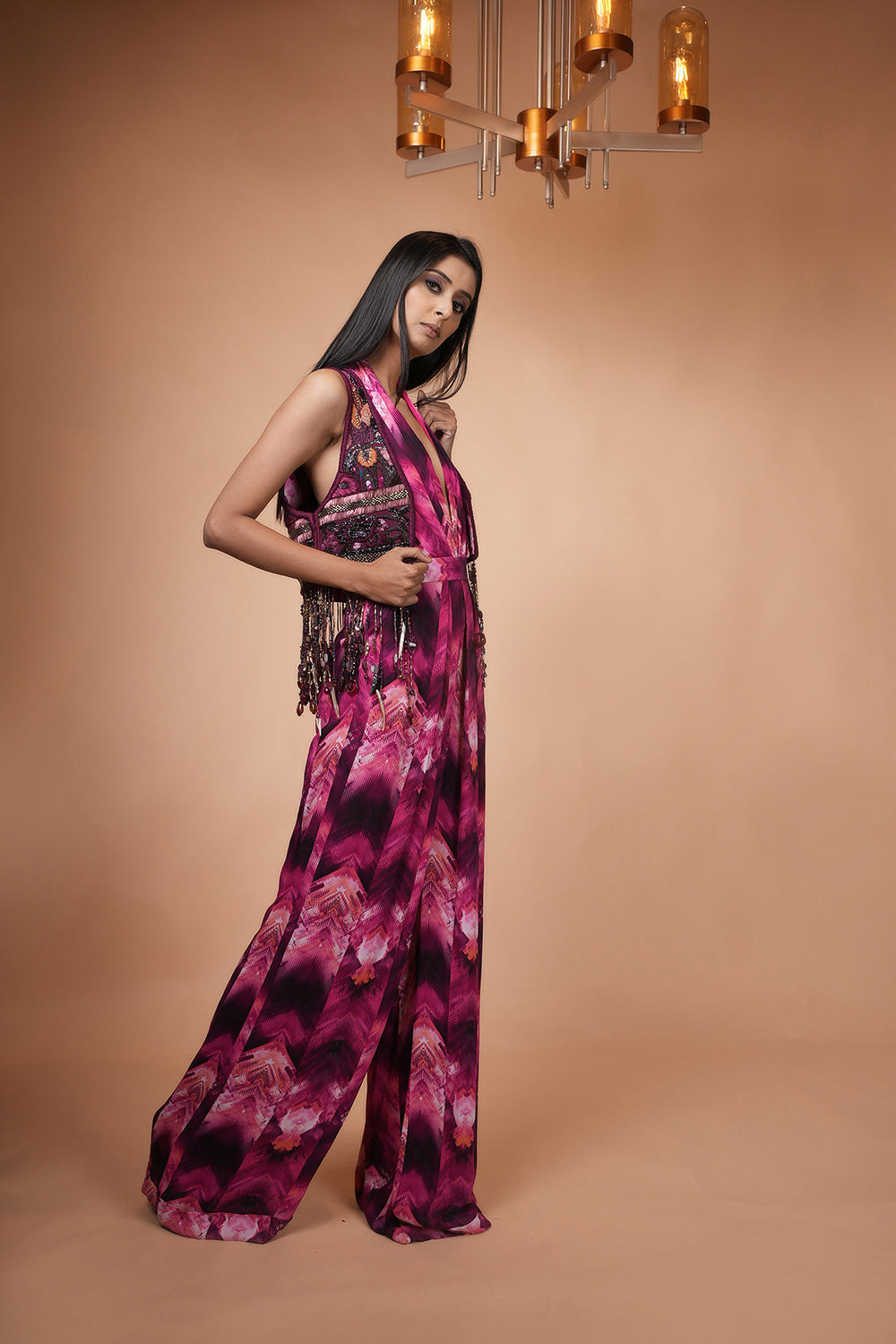Trippy Magenta Jumpsuit for Women - Trendy One Piece Romper with Pockets | Perfect for Music Festivals, Rave Outfits & Streetwear Fashion