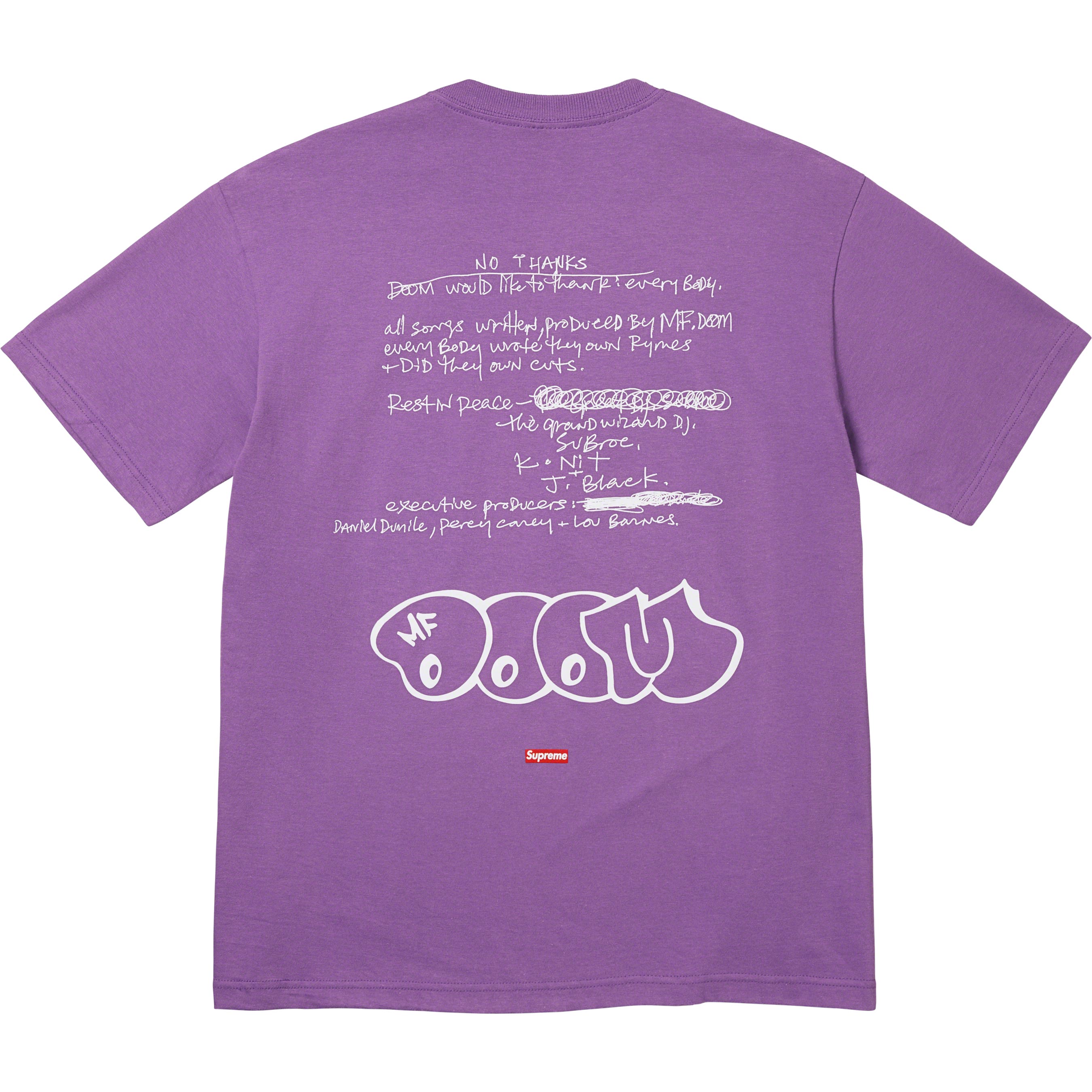 Supreme MF DOOM T-Shirt - Purple Hip Hop Graphic Tee for Men - Casual Streetwear & Music Festival Outfit