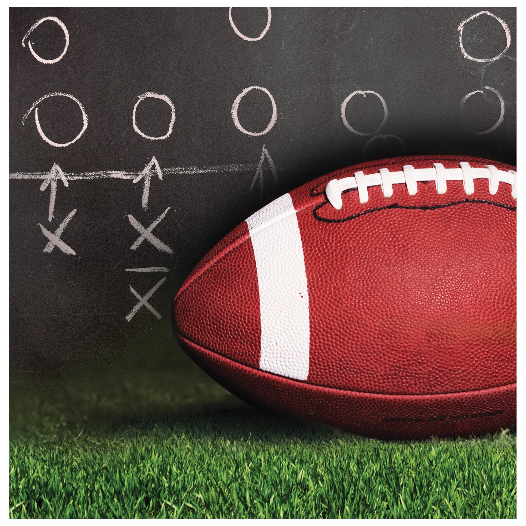 Creative Converting Sideline Strategy Lunch Napkins - Eco-Friendly Green & Brown Football Theme Paper Napkins for Game Day Parties, Tailgating, and Sports Events