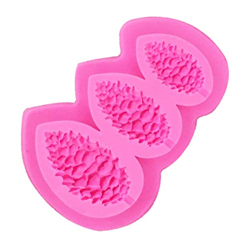 4-Piece Christmas Silicone Mold Set - Bell, Holly Leaf, Berry & Pinecone Shapes for Fondant, Chocolate, Polymer Clay - Cake Decorating Tools for Cupcakes, Candy Making & DIY Crafts (Pink) | Perfect for Holiday Baking, Gift Making & Festive Dessert Decorations