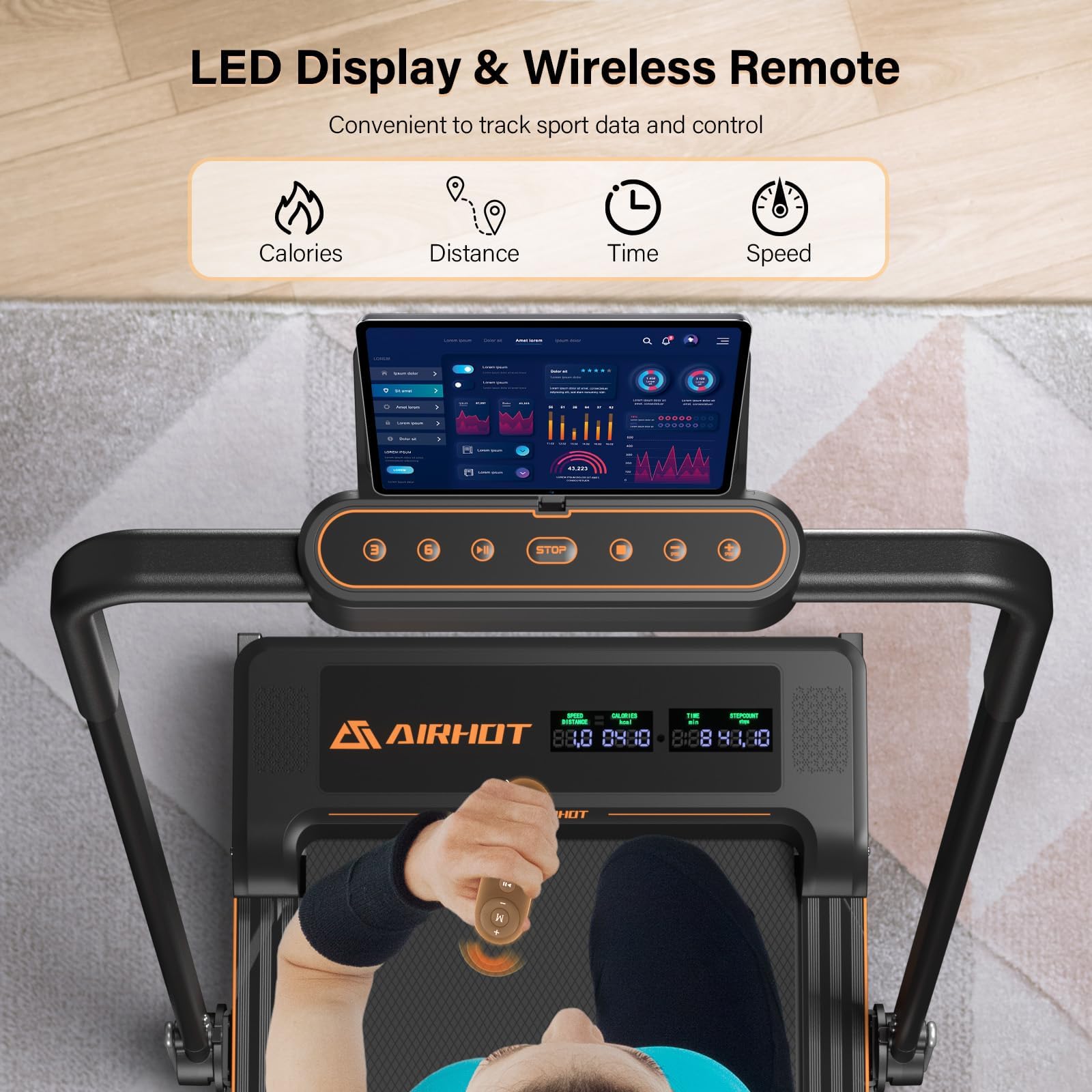 2.5HP Under Desk Treadmill with Remote Control & LED Display - Quiet Walking Pad for Home Office, Compact Space - Portable Treadmill for Work from Home & Small Apartments - Perfect for Exercise While Working or Watching TV