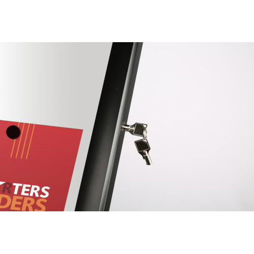 Lockable Rotating Cork Board Menu Stand - Tilted Floor Sign Holder for 8.5” x 11” Menus, Posters & Signs (Displays 4 Items) - Perfect for Restaurants, Cafes & Retail Stores