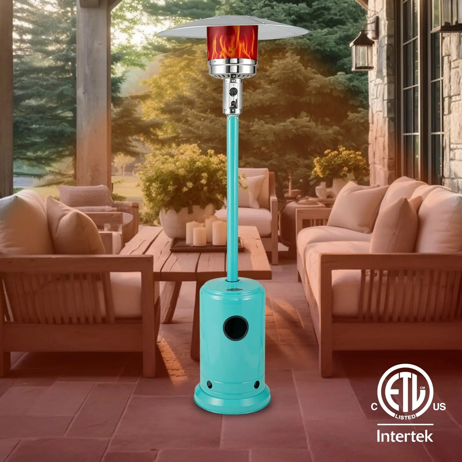 Aqua Blue Commercial Series Patio Heater - Outdoor Gas Heater for Restaurants, Cafes & Backyard Gatherings