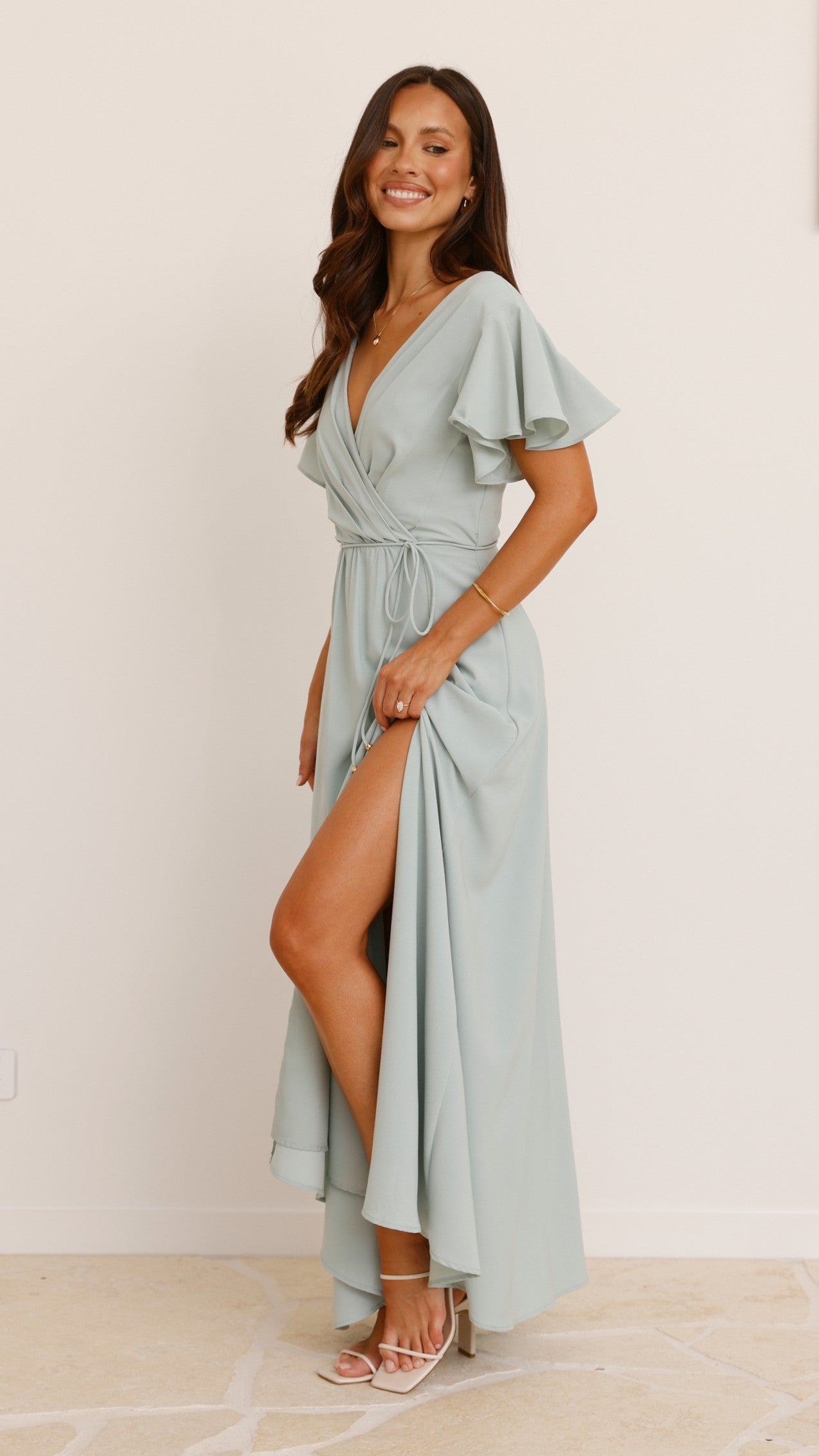 Charlize Women's Maxi Dress in Sage Green - Perfect for Summer Beach Vacations, Weddings & Casual Outings