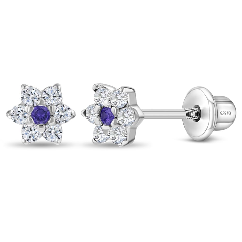 925 Sterling Silver Kids Earrings with 5mm CZ Flower & Secure Screw Backs - Hypoallergenic Floral Stud Earrings for Toddlers & Little Girls | Perfect for Birthdays, First Piercing Gifts & Special Occasions