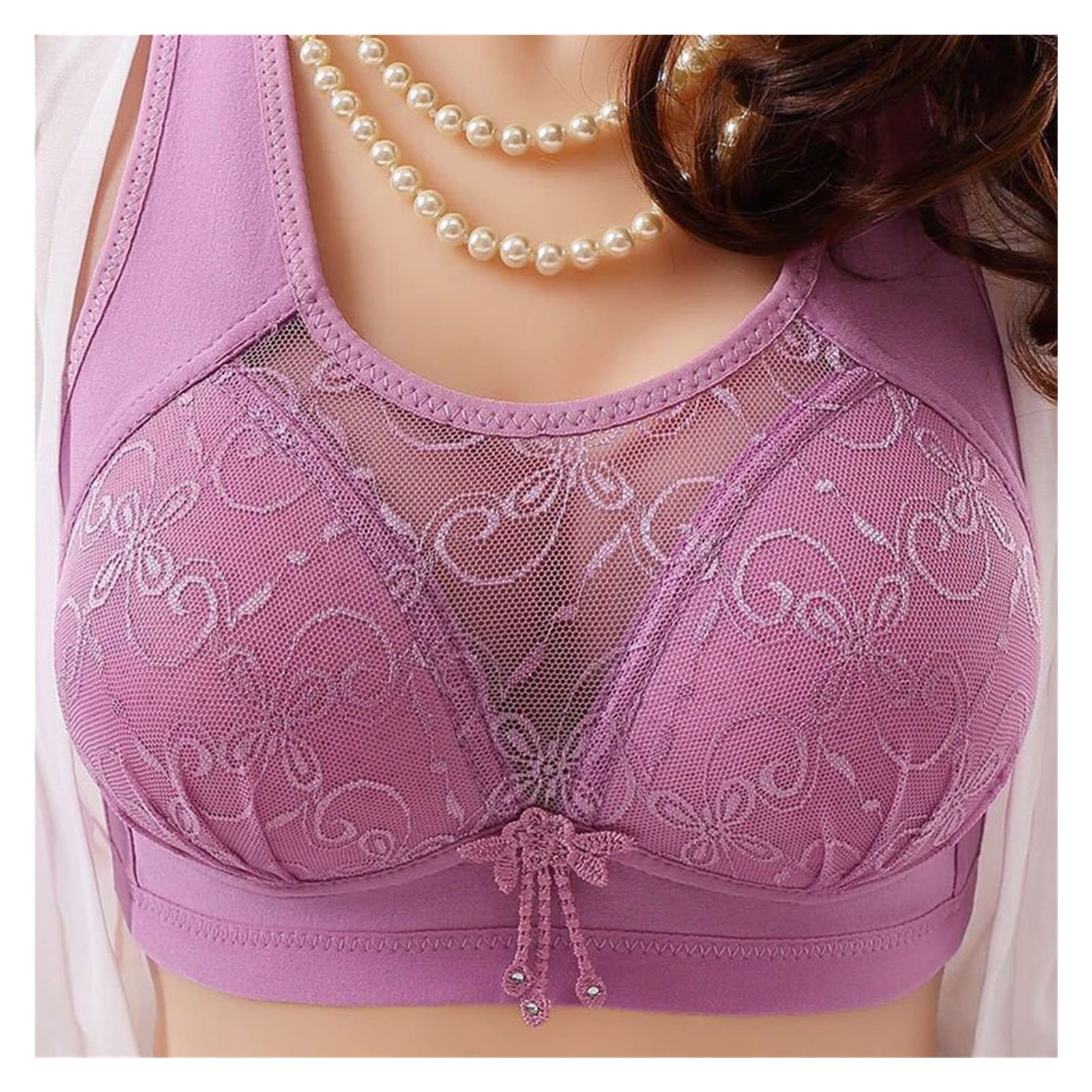 Plus Size Lace Bralette for Women - Sexy Push Up Bra with Comfortable Support - Perfect for Everyday Wear & Special Occasions (Color: 46, Size: C)
