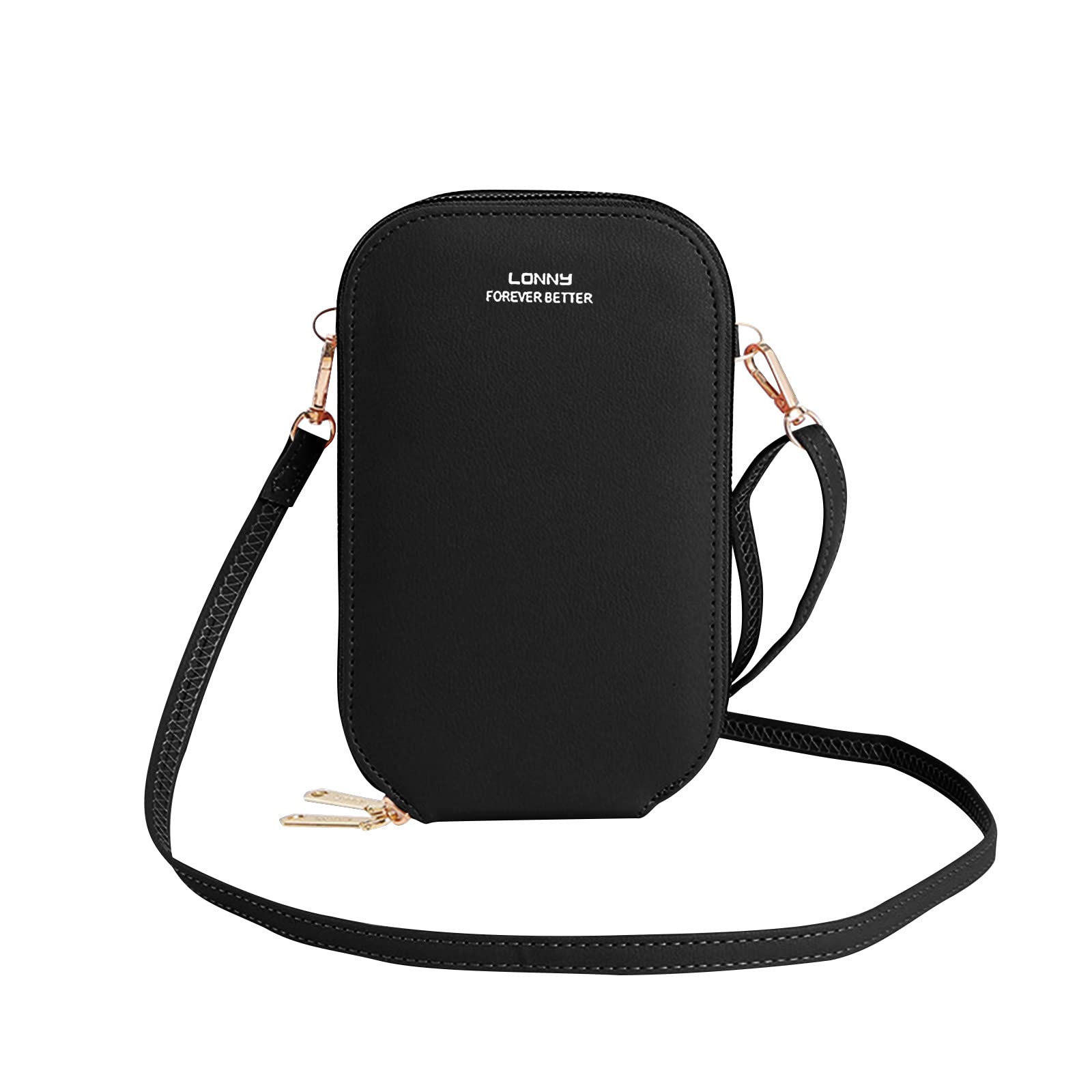 Women's Small Crossbody Leather Phone Purse with Touch Screen Window & Lock - Stylish Wallet Bag with Adjustable Shoulder Strap for iPhone/Samsung - Perfect for Travel, Shopping & Outdoor Activities (Black)