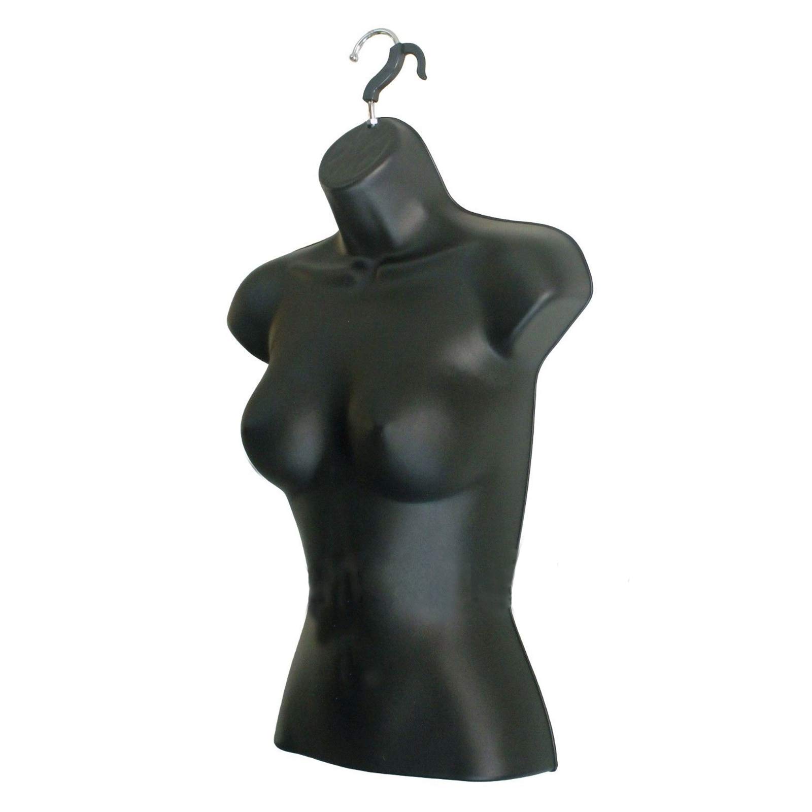 Black Female Hollow Back Mannequin Torso Set with Hanging Hook - Size S/M (10 Pack) - Perfect for Retail Stores, Boutique Displays & Fashion Showrooms