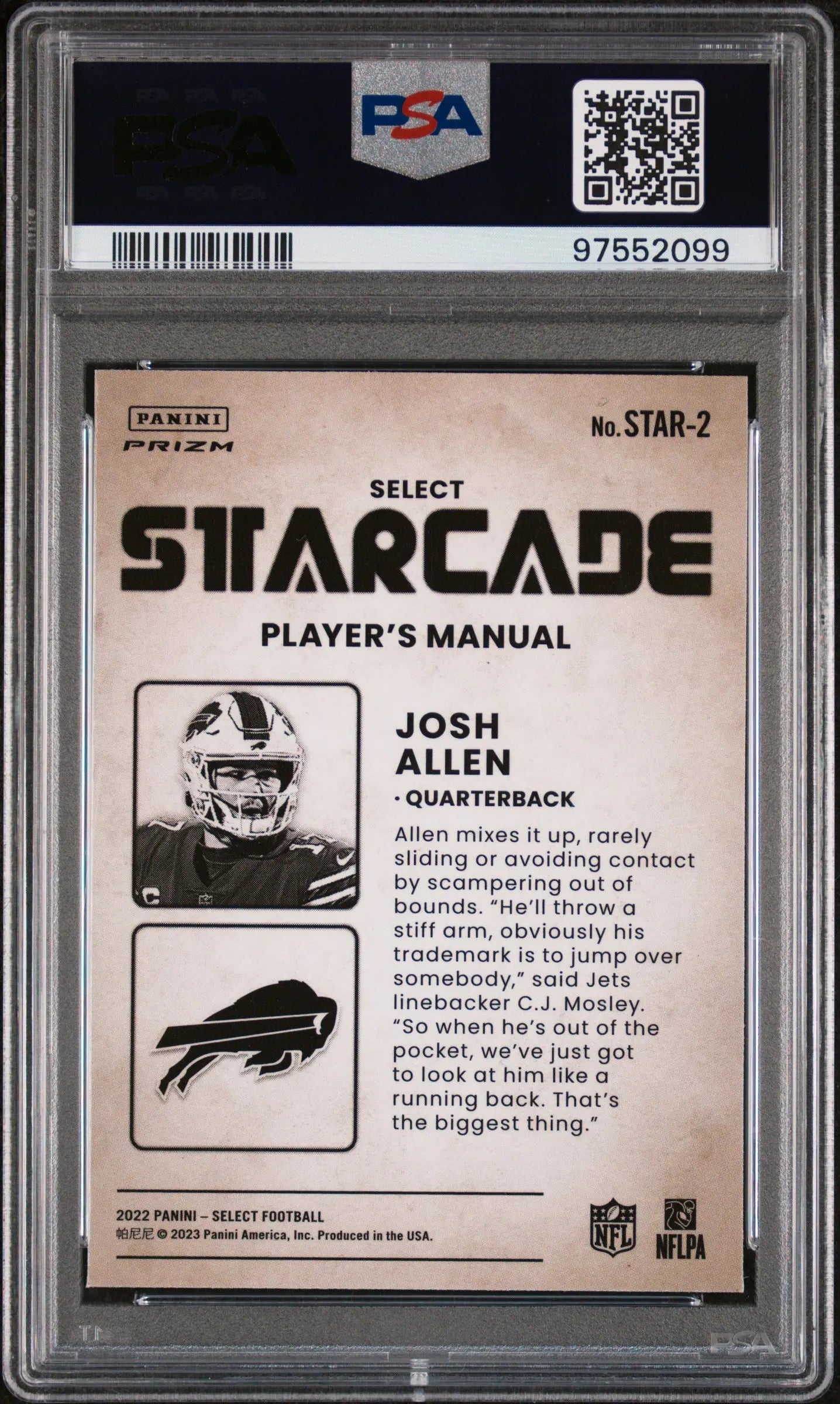 2022 Panini Select Football Starcade Prizm Josh Allen PSA 10 #STAR 2 - Rare Trading Card for NFL Collectors & Investors - Perfect for Display, Gifts, and Sports Memorabilia Collections