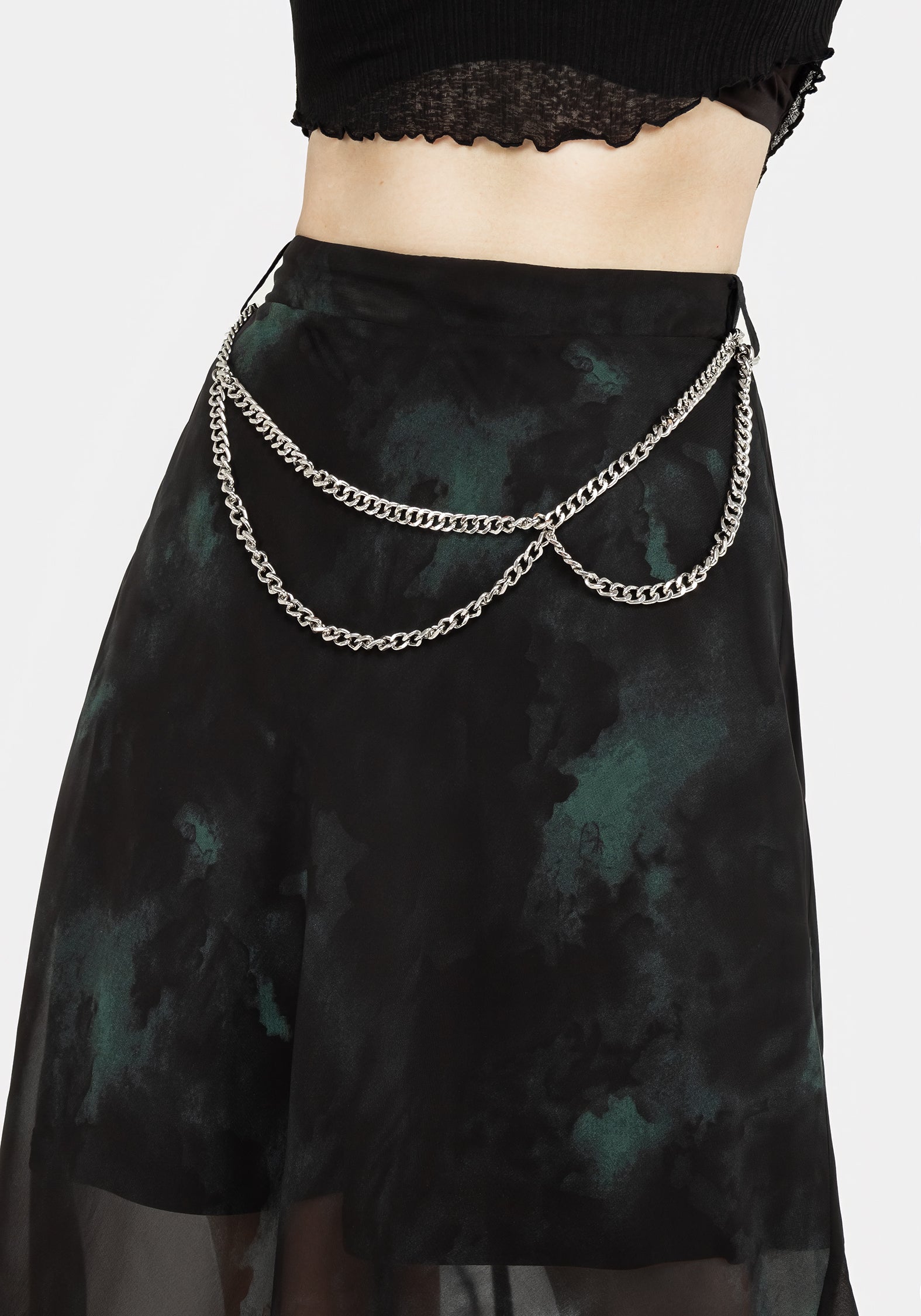 Elegant Lichen Chiffon Midi Skirt with Adjustable Belt - Perfect for Summer Dresses, Beach Vacations & Boho Outfits