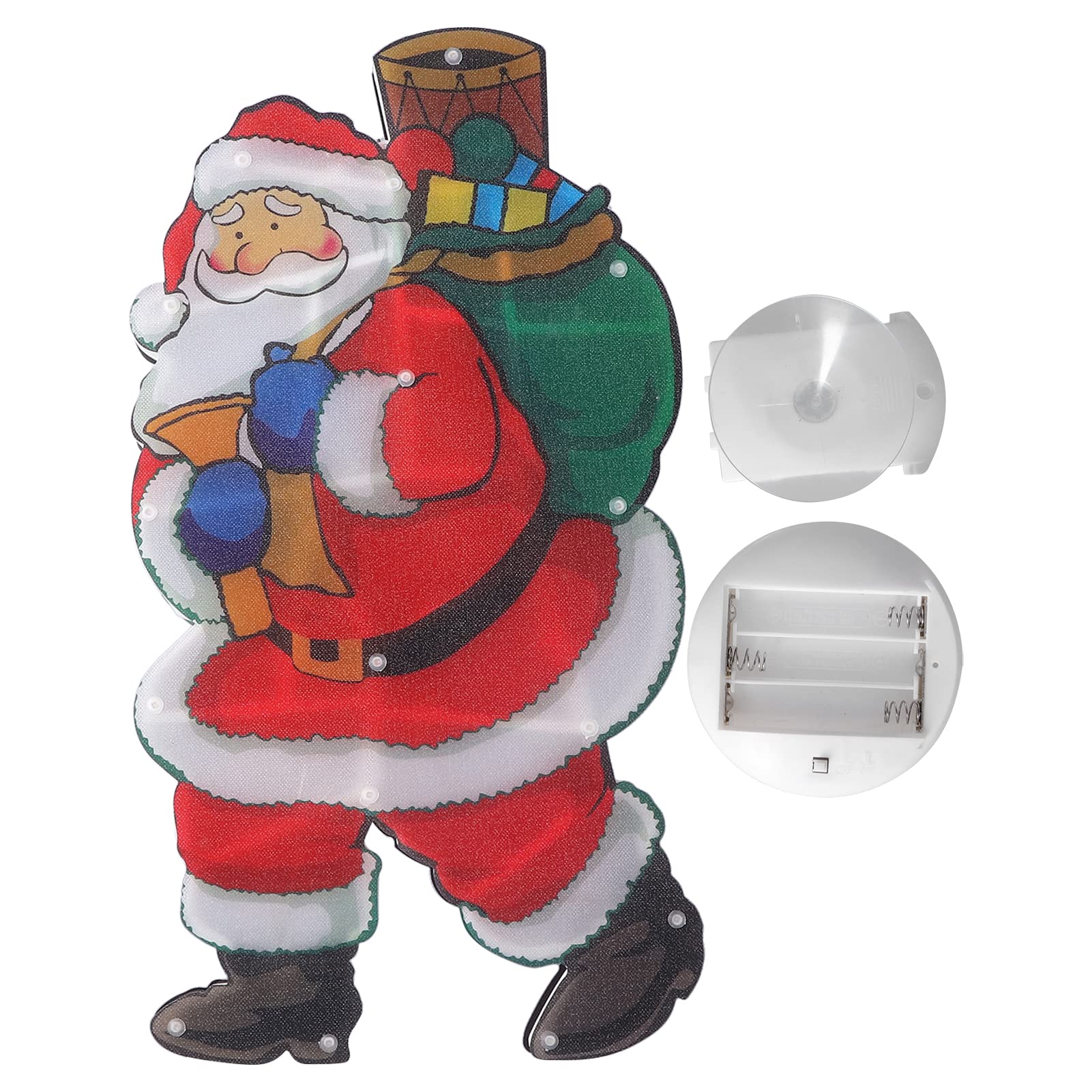 Omabeta Battery-Powered LED Santa Christmas Lights - Window & Door Decor with Suction Cups | Indoor Holiday Decoration for Home, Office, and Party