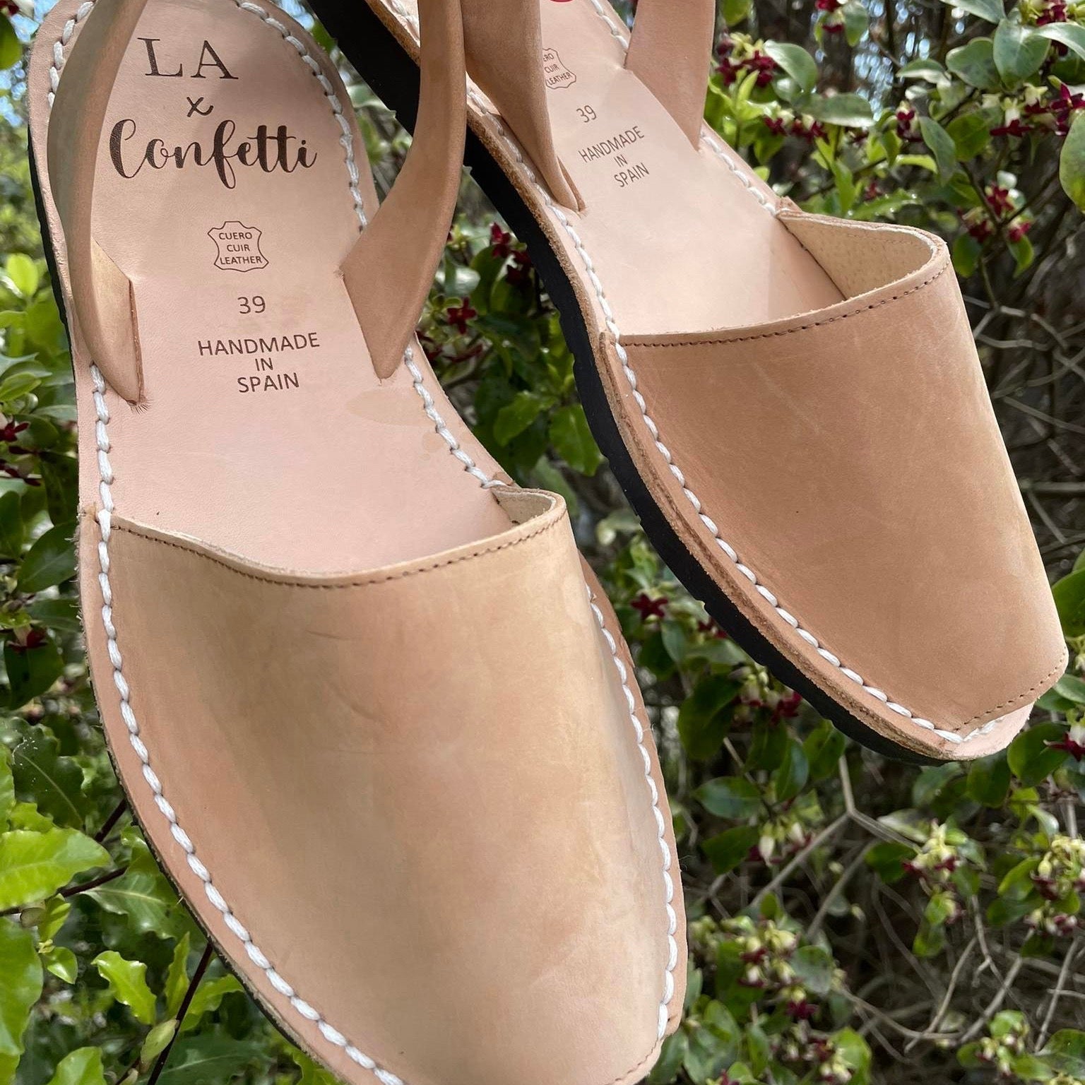 LA x Confetti Classic Avarcas Tan Nubuck Sandals - Comfortable Leather Summer Shoes for Women | Perfect for Beach, Vacation & Casual Wear