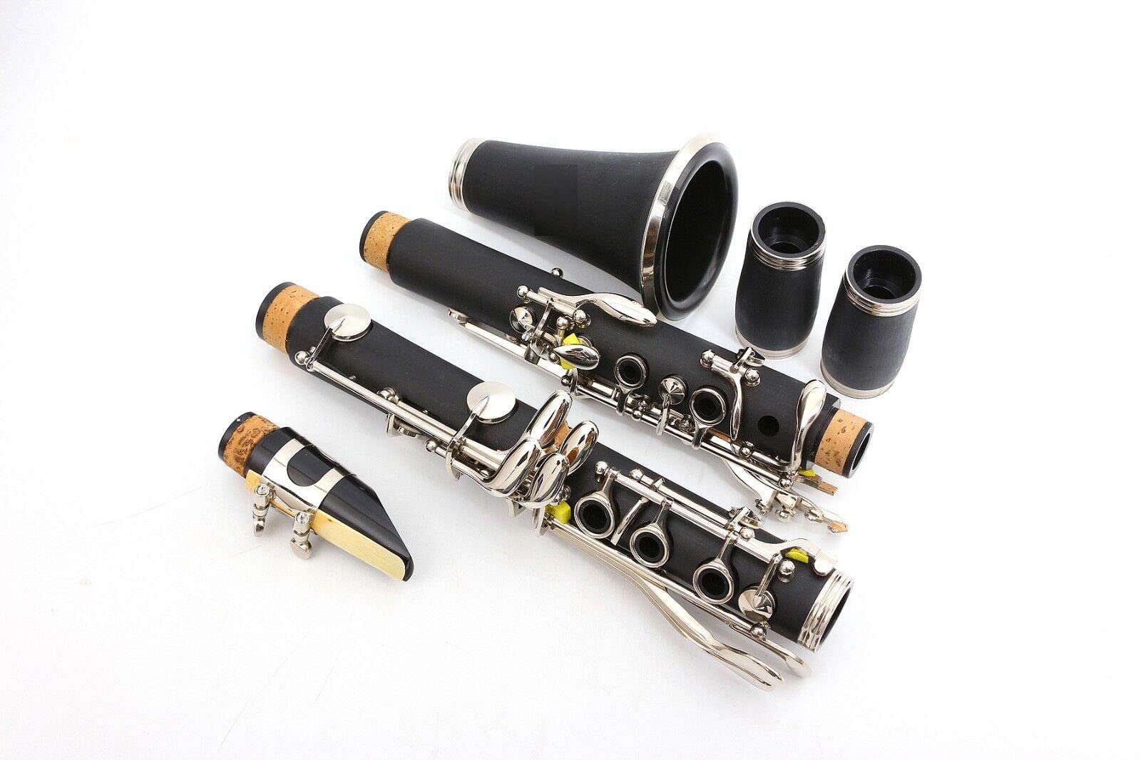 Professional Bb Clarinet 17 Keys Nickel Plated with 2 Barrels - Includes High-Grade Case, Mouthpiece, Reeds, Cork Grease, Gloves, Strap, Screwdriver & Cleaning Kit - Perfect for Beginners, Students & Professional Musicians