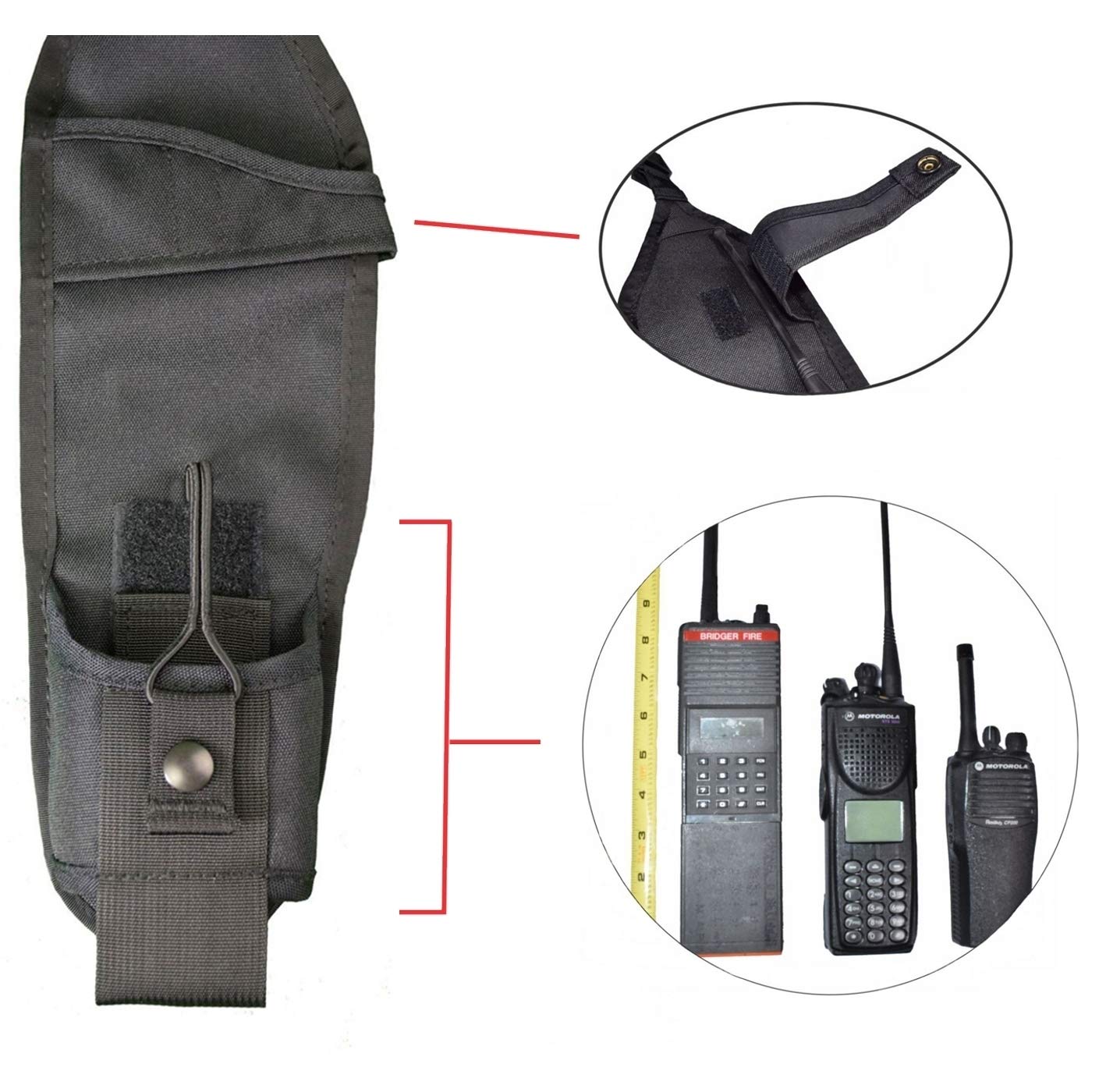 USH-300L Universal Left Side Radio Shoulder Holster - Adjustable Chest Harness for Motorola ICOM Vertex Two Way Radios (4.75