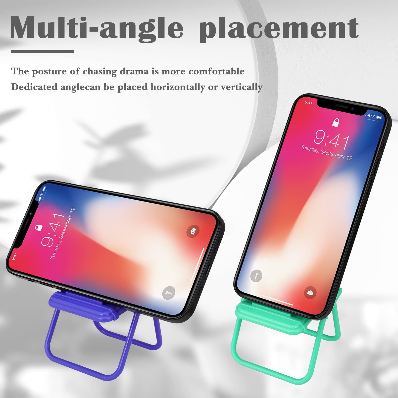 Flutesan 4-Pack Mini Folding Chair Phone Stand - Adjustable Candy Color Mobile Holder for Desk, Dollhouse & Desktop - Perfect for Home Office, DIY Projects & Gift Giving