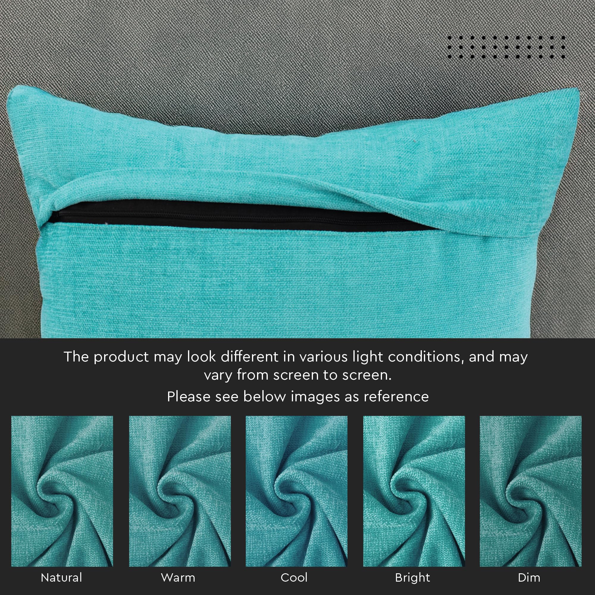 Premium Chenille Throw Pillow Covers Set of 2 - 18x18 Inches (45x45 cm) Soft Square Decorative Pillow Cases for Sofa, Couch, Bed & Home Decor - Turquoise Accent Pillows for Living Room, Bedroom & Dorm