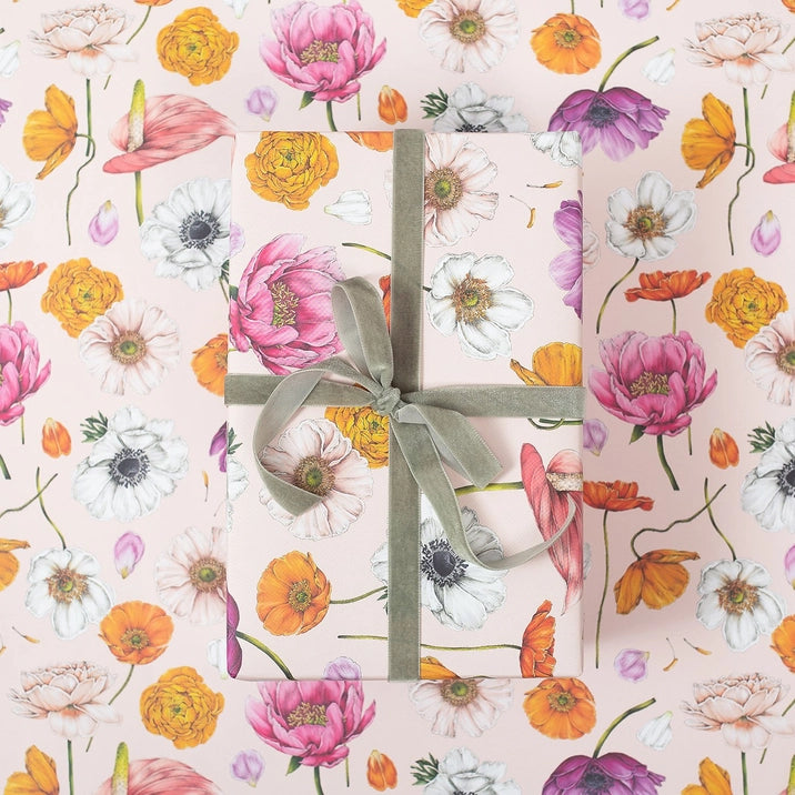 Floral Brights Pink Gift Wrap - Elegant Wrapping Paper for Birthdays, Weddings & Special Occasions
