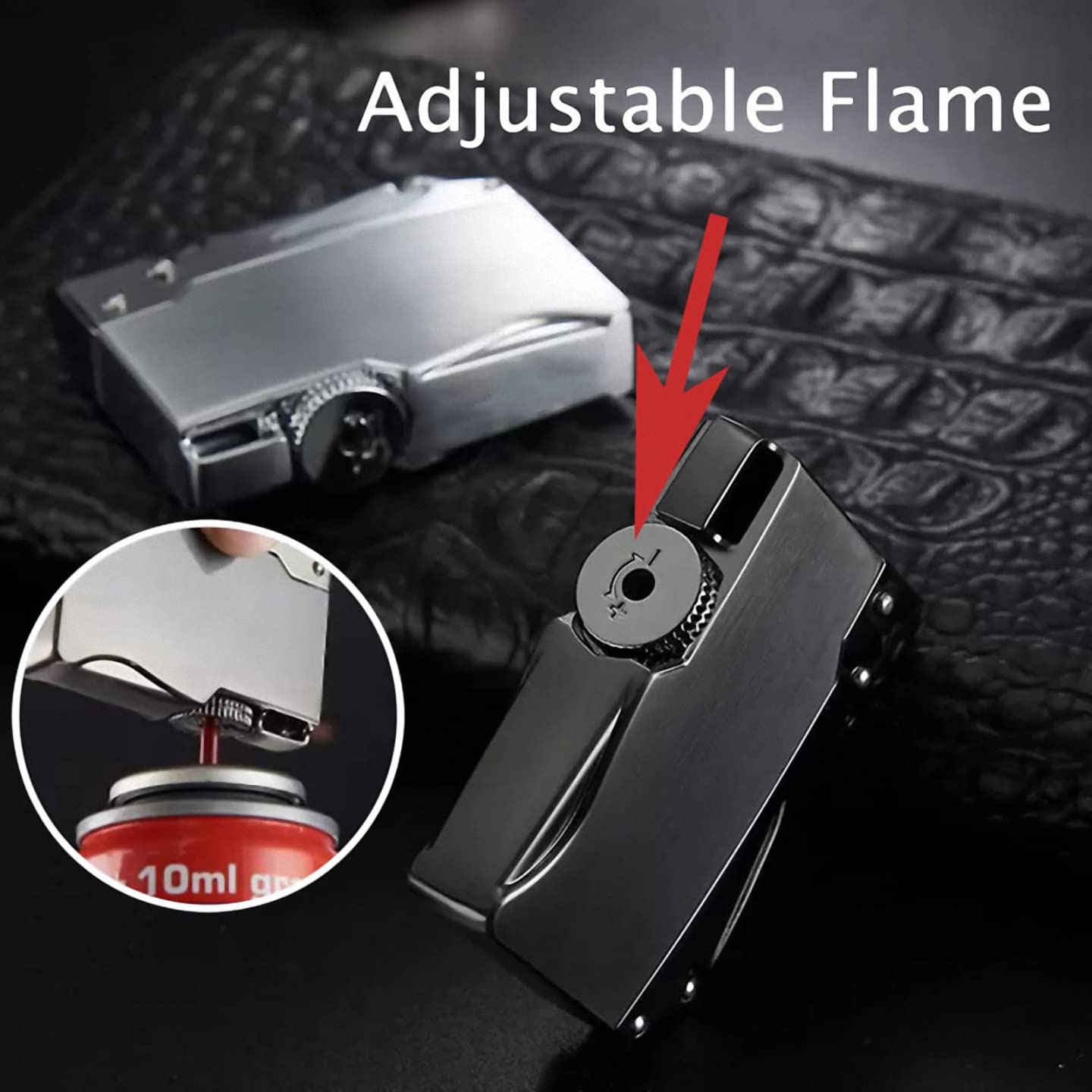 Refillable Butane Torch Lighter - Windproof Adjustable Flame for Hiking, Camping, BBQ & Fireplace - Silver (Gas Not Included) | Perfect for Outdoor Cooking, Candle Lighting & DIY Projects