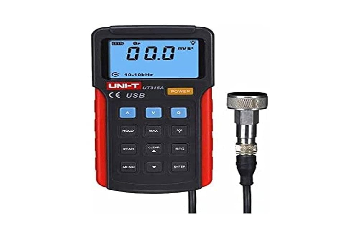 UNI-T UT315A Digital Vibration Tester - Measures Acceleration (0.1-200 m/s²), Speed (0.1-20 mm/s) & Displacement (1-2 mm) - Industrial Equipment Maintenance, Machine Condition Monitoring Tool
