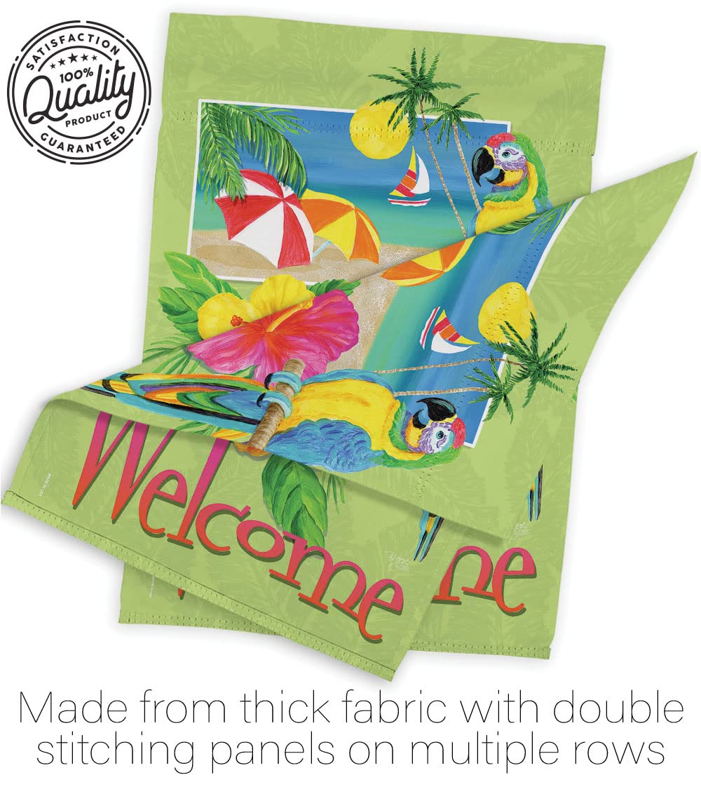 Tropical Summer House Flag Set 28x40in w/Flagpole - Outdoor Decor