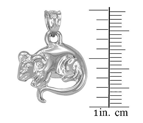 14K White Gold Rat Mouse Charm Pendant Necklace - Animal Kingdom Collection | Elegant Jewelry Gift for Zodiac, Birthday & Special Occasions