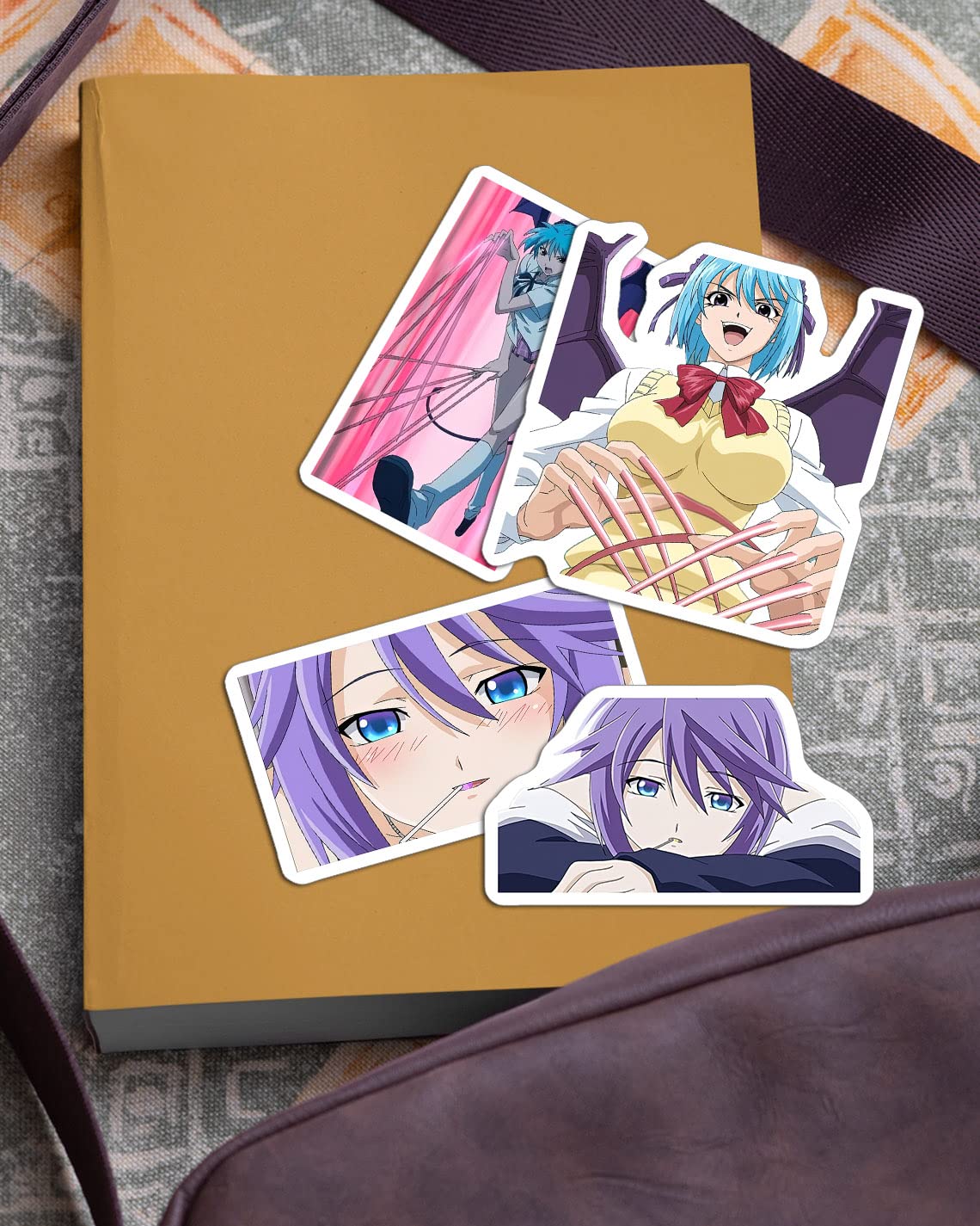 Rosario Vampire Sticker Pack - 4Pcs Mizore Shirayuki & Kurumu Kurono Anime Decals for Water Bottles, Phone, Laptop, Skateboard, Car - Perfect for Anime Fans, School Supplies & Gift Giving