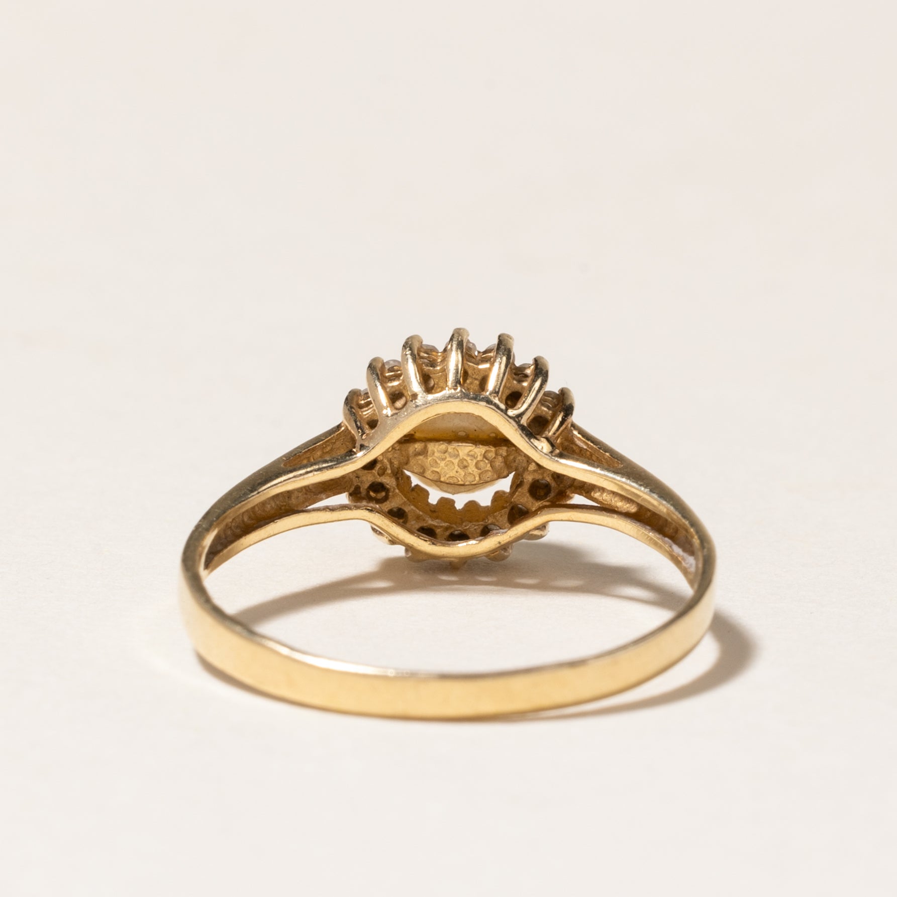 Pearl & Diamond Petal Ring - 5.30mm 0.08ctw Size 7.75 - Elegant Jewelry for Weddings, Anniversaries & Special Occasions
