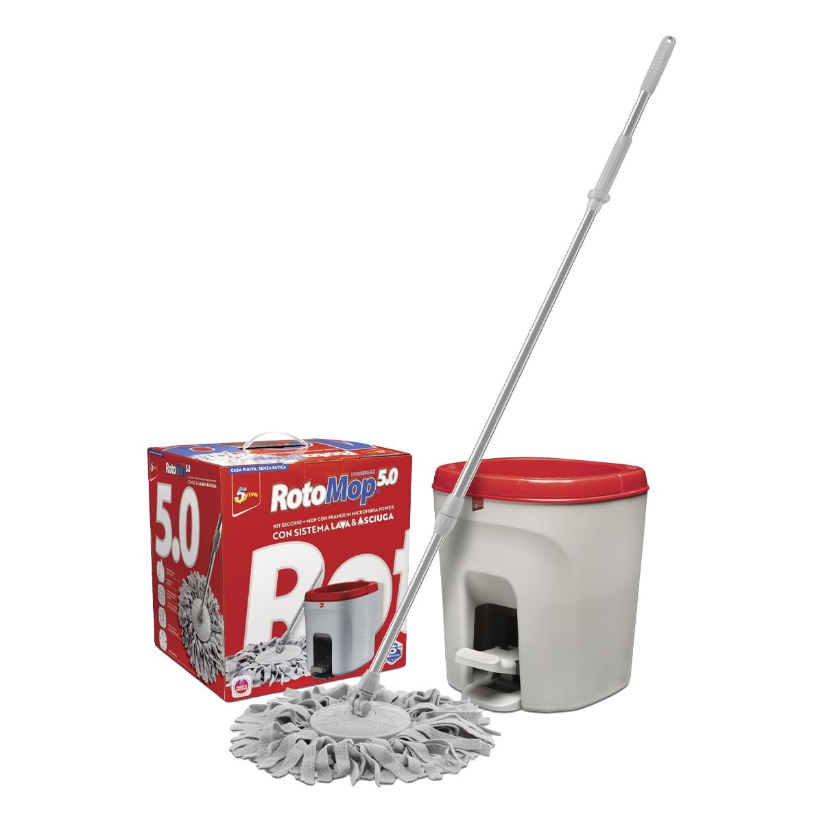 ROTOMOP 5.0 Microfiber Power Mop & Bucket Kit with Wash & Dry System - Effortless Floor Cleaning for Hardwood, Tile & Laminate Floors