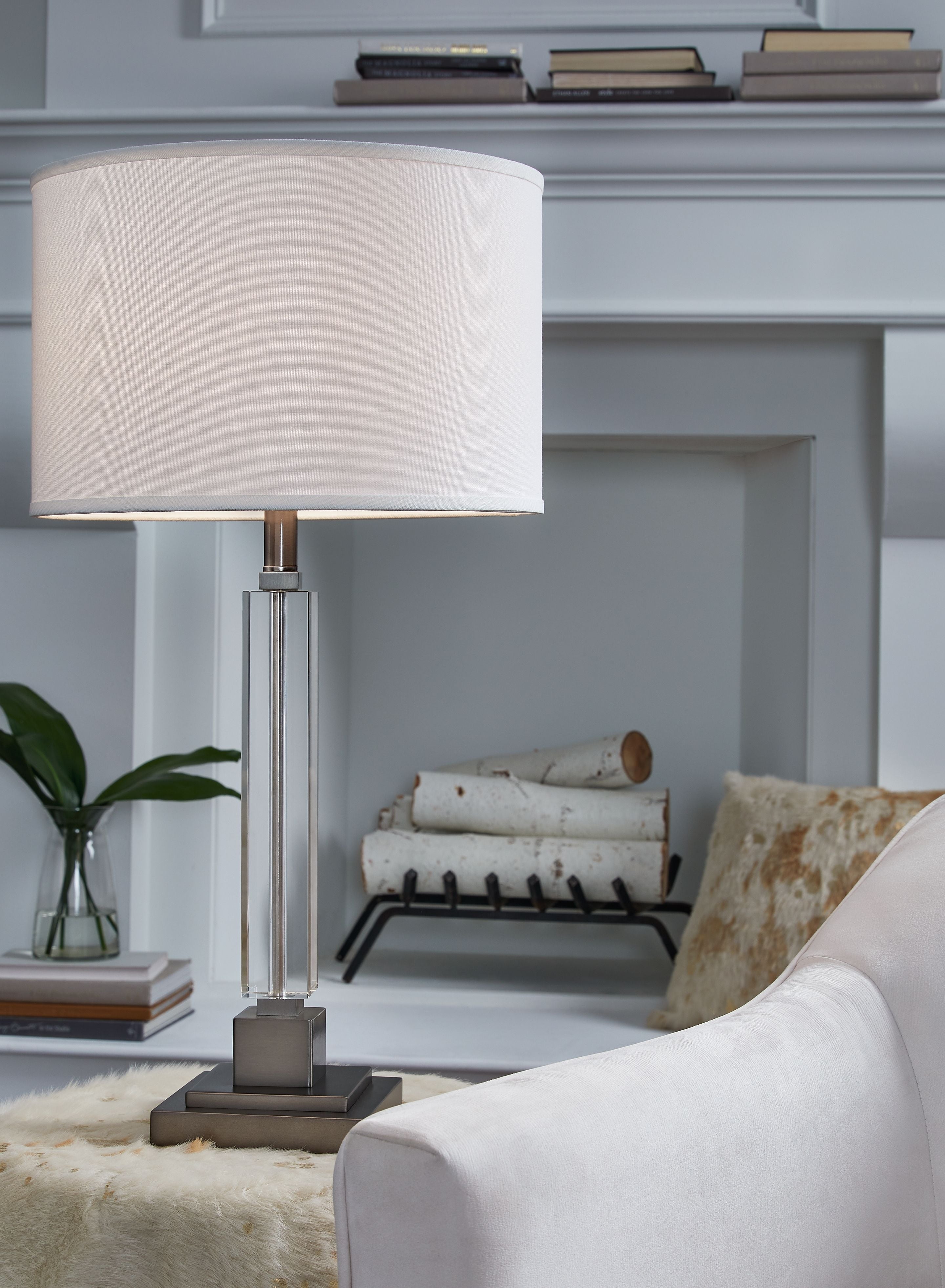 Deccalen Crystal Table Lamp - Clear & Silver Finish for Living Room, Bedroom, or Office Decor - Elegant Lighting for Home and Workspace