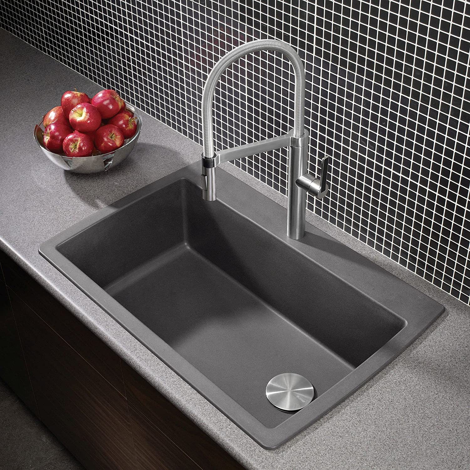 Blanco Diamond Super Single Dual Mount SILGRANIT Kitchen Sink - Premium Undermount or Drop-In Stainless Steel Sink for Modern Kitchens | Perfect for Food Prep, Dishwashing & Entertaining