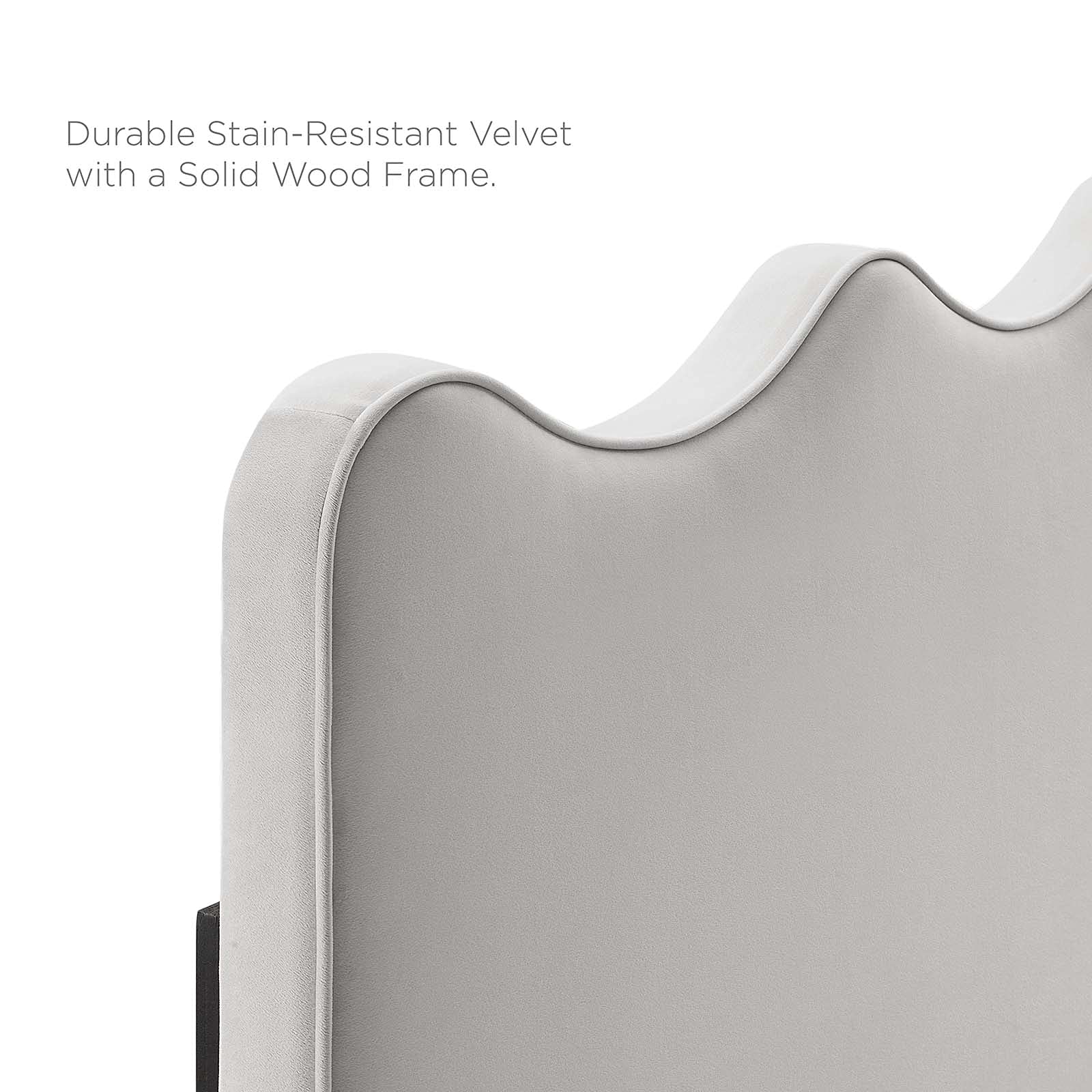 Velvet Upholstered Headboard - Full/Queen Size, Light Grey Modern Bed Frame for Master & Guest Bedrooms | Elegant Bedroom Decor & Cozy Sleeping Experience