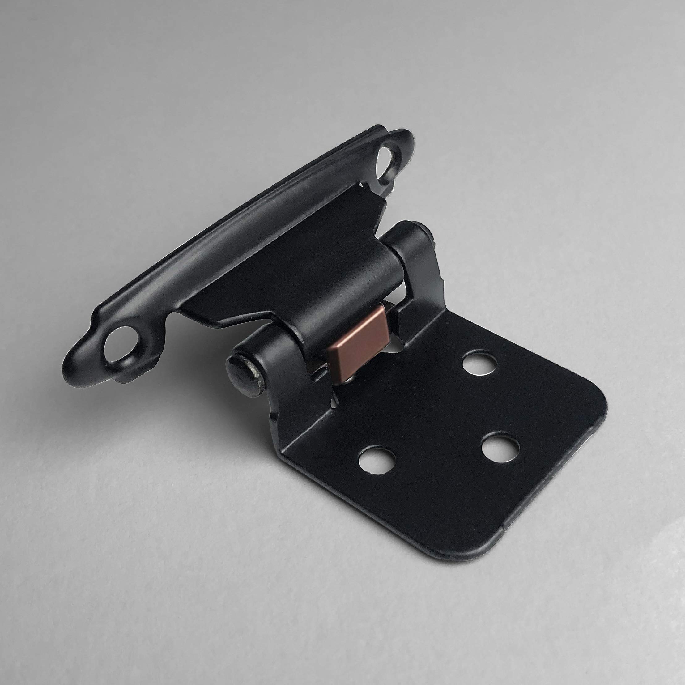ANGSTROM 50-Pack Black Partially Exposed Cabinet Hinges - 180° Self-Closing, Surface Mount Full Overlay for Kitchen & Bathroom Cabinets - Perfect for Home Renovation & DIY Projects