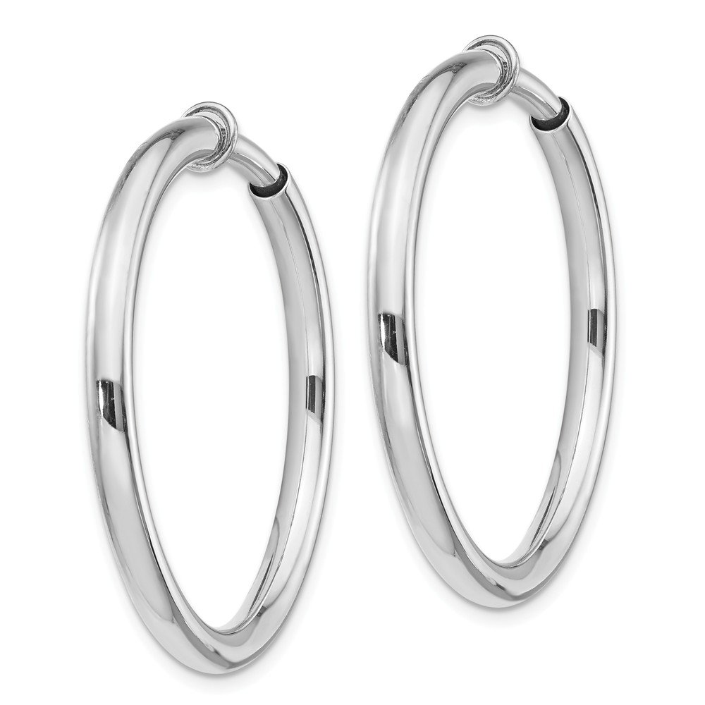 Sterling Silver Rhodium Plated Hoop Earrings for Women - Shiny Polished Round Hoops for Everyday Wear & Special Occasions