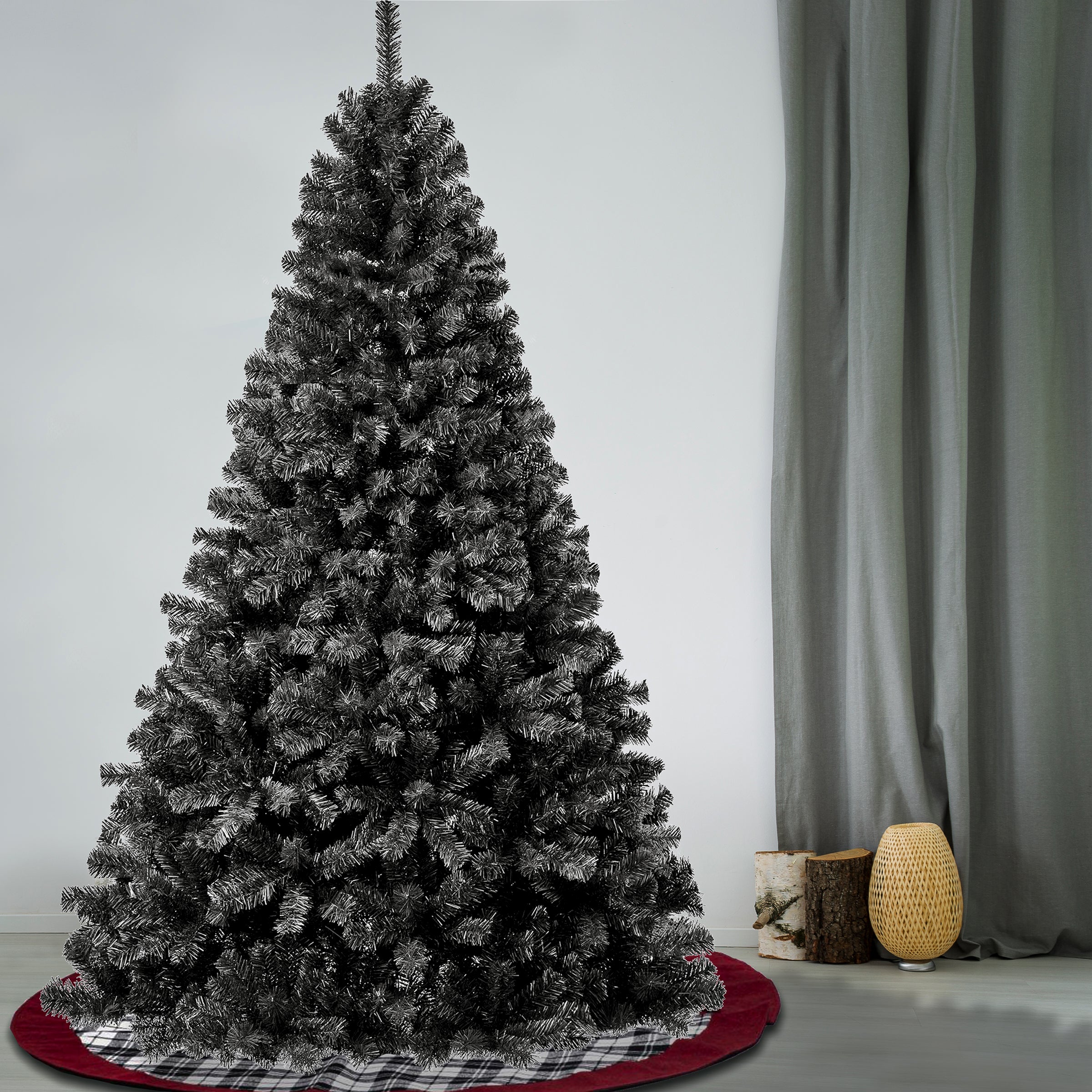 7.5 ft Artificial Christmas Tree with Color Pop Black Branches - Perfect for Holiday Home Decor, Office, and Party Decoration