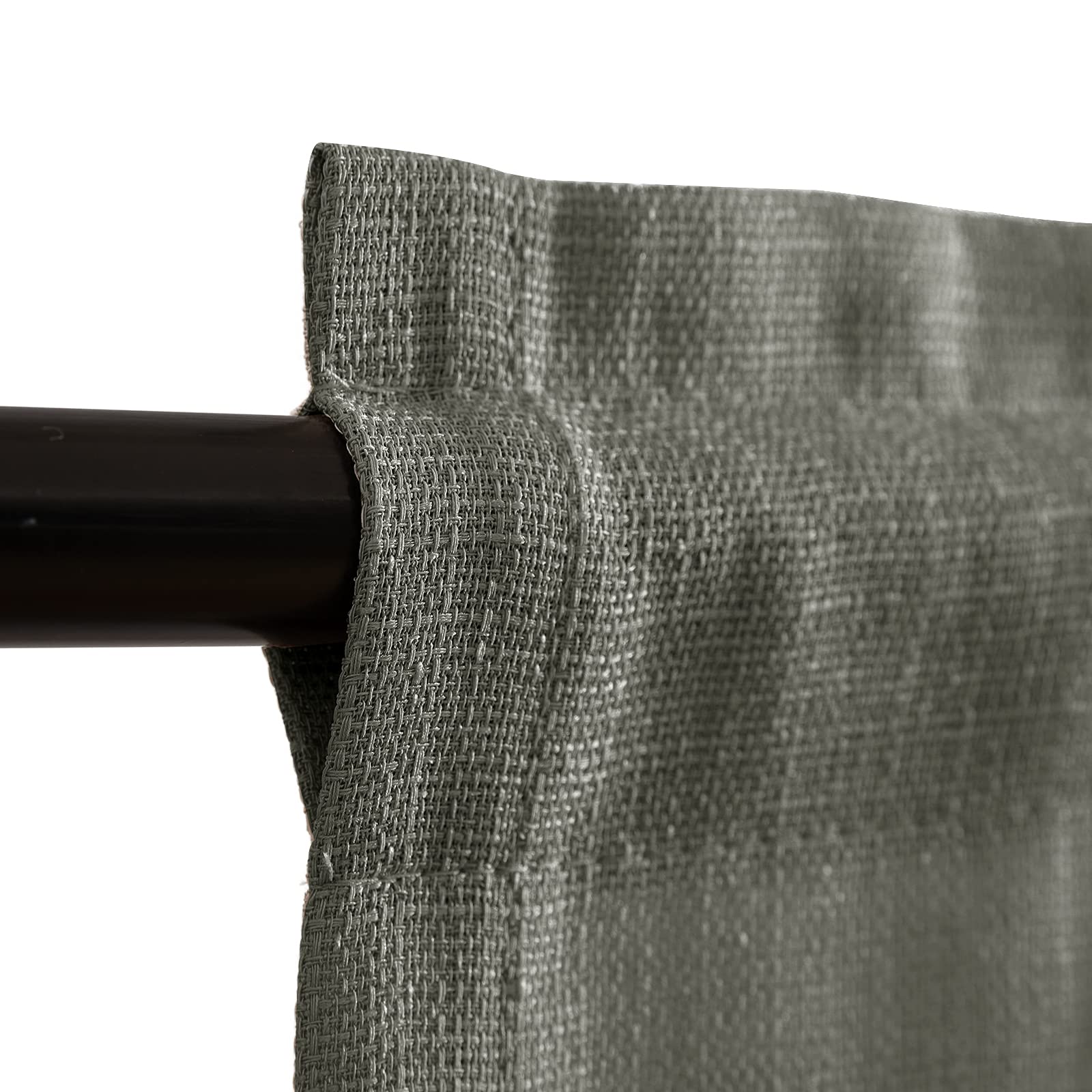 Vangao Grey Kitchen Curtains 24 Inch Length - Textured Semi-Sheer Cafe Curtains with Rod Pocket, 2 Panels Set for Bathroom, Bedroom & Half Windows | Casual Weave Design for Kitchen, Dining Room & Coffee Shop Decor