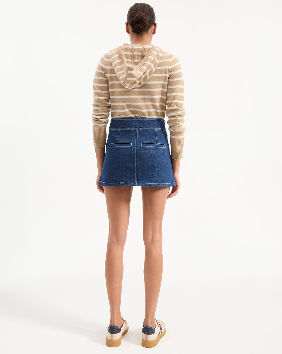 Bowen Denim Mini Skirt for Women - High Waisted Stretch Denim Skirt with Pockets | Casual, Party & Streetwear Outfits