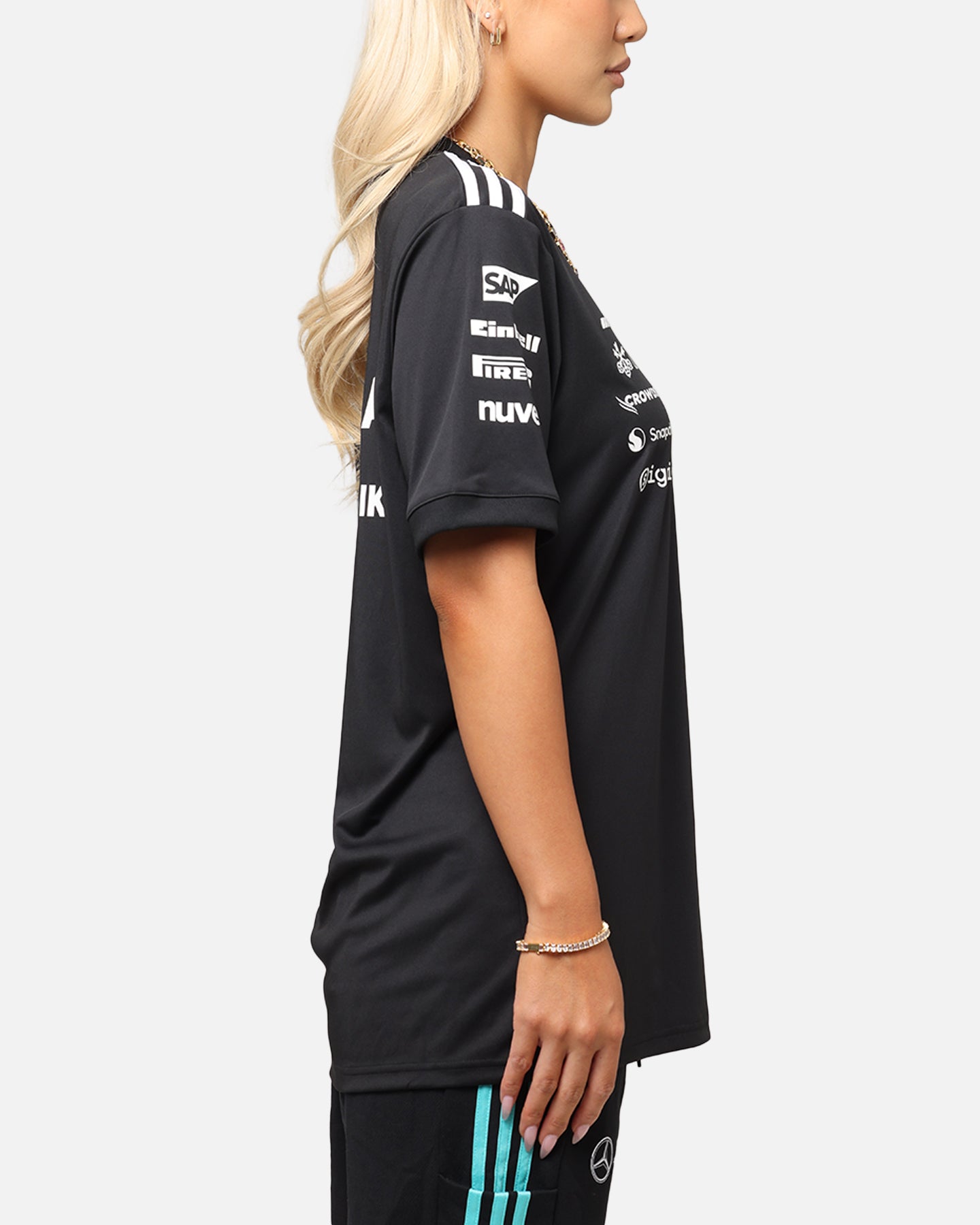 Adidas x Mercedes AMG Petronas Formula One F1 2025 Team Driver T-Shirt - Black - Official Motorsport Fan Gear for Racing Enthusiasts and F1 Supporters