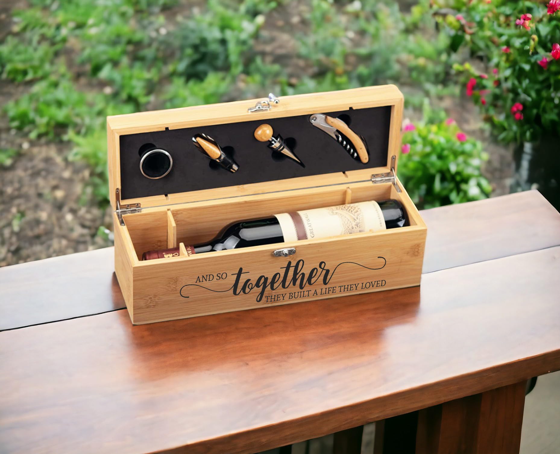 Personalized Wine Gift Set - Engraved Wine Box with Glasses - Elegant Wedding, Housewarming & Closing Gift for Couples - Perfect for Anniversaries, Holidays & Special Occasions