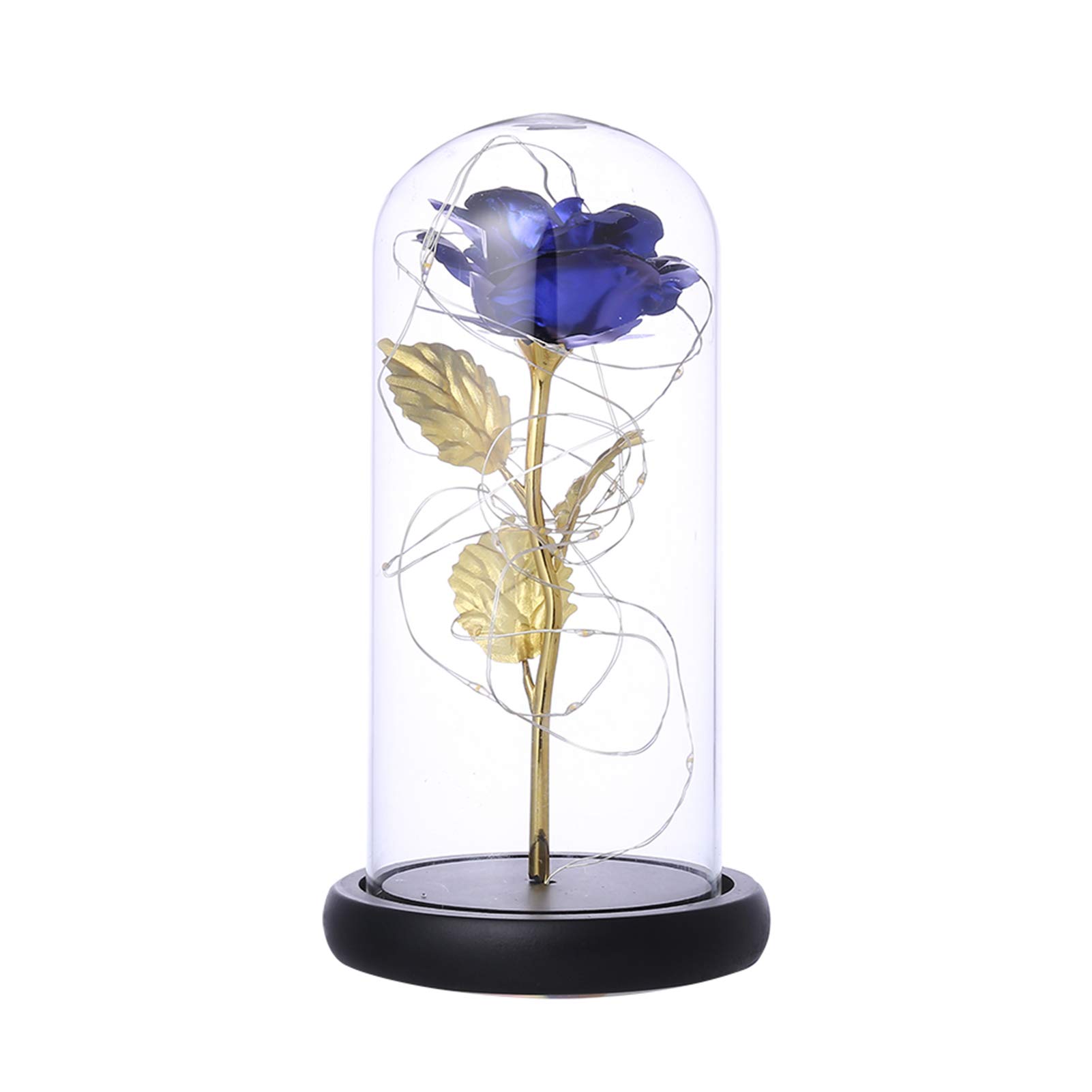 SONGBIRDTH Artificial Rose Flowers - Romantic Golden Foil Rose Night Light with 20 LED Lights in Glass Bottle, Perfect for Valentine's Day Gifts, Home Decor, Bedroom Ambiance & Wedding Centerpieces