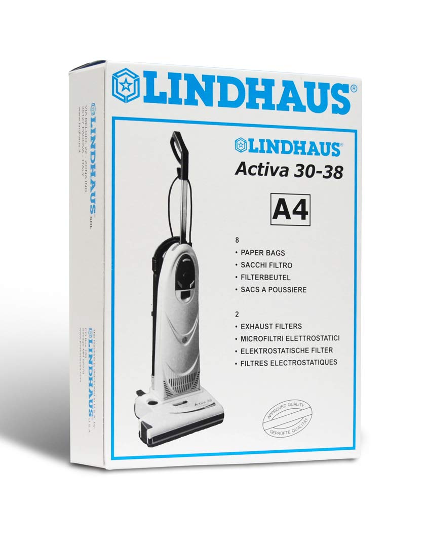 Genuine Lindhaus A4 Activa Diamante Dynamic Vacuum Cleaner Bags - 8 Pack | Premium HEPA Filtration for Hardwood Floors & Carpets | Ideal for Allergy Sufferers & Pet Owners